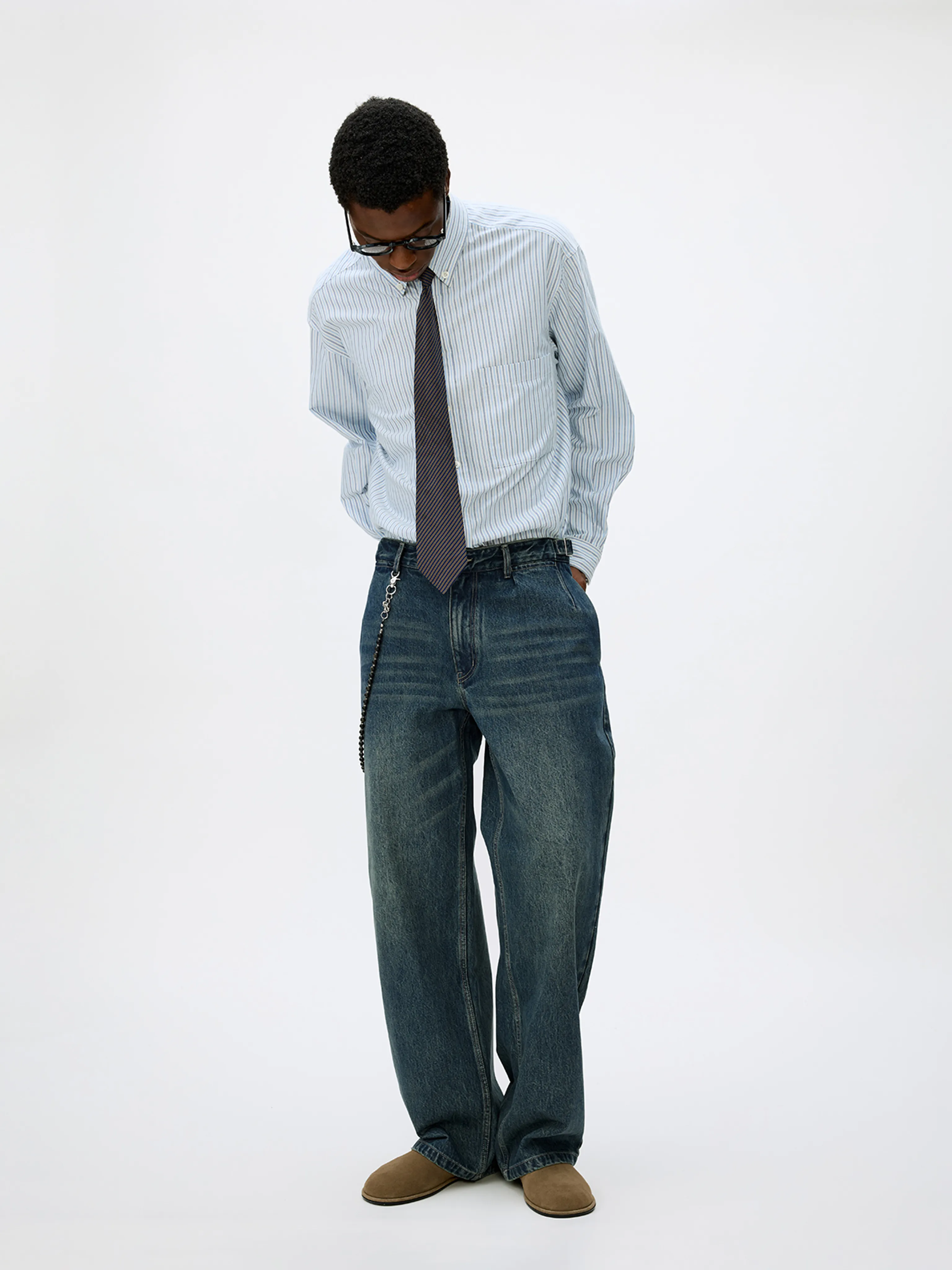 13.6oz Adjustable Wide-Leg Denim Trousers - Image 2
