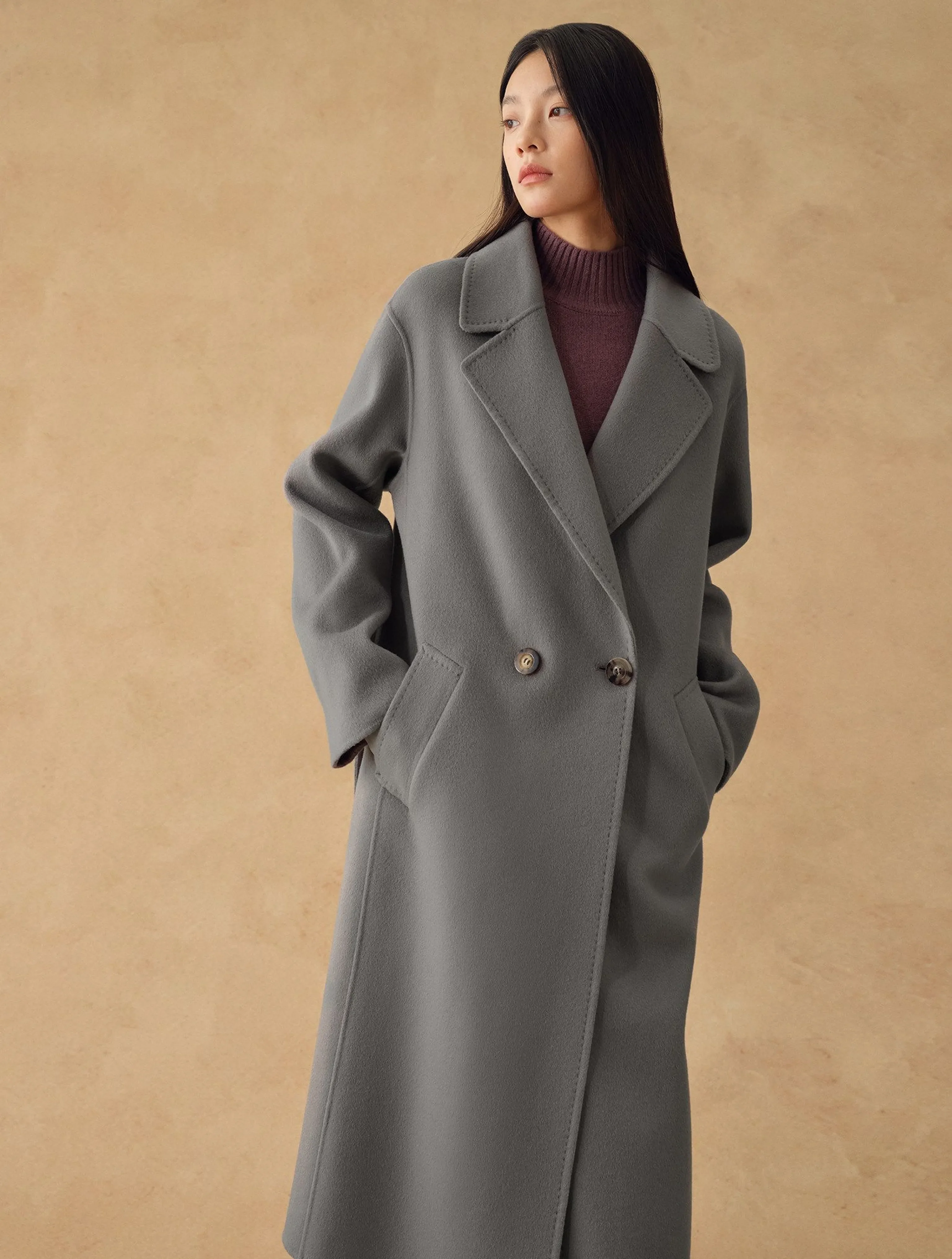 14.5-Micron Pure Cashmere Drop-Shoulder Belted Coat - Image 3