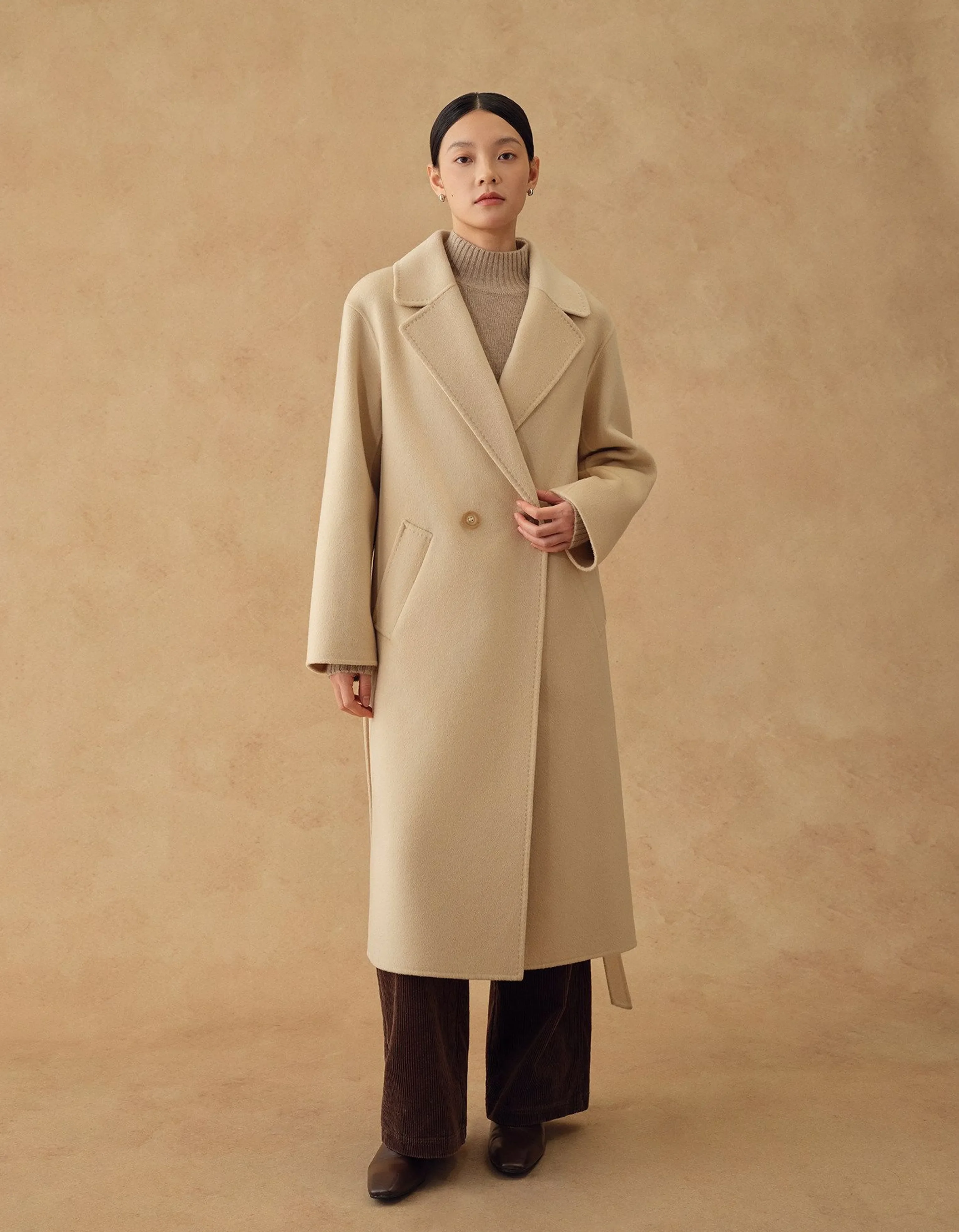 14.5-Micron Pure Cashmere Drop-Shoulder Belted Coat - Image 9