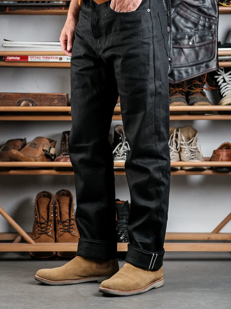 14oz Double-Dyed Black Selvedge Jeans - Image 3