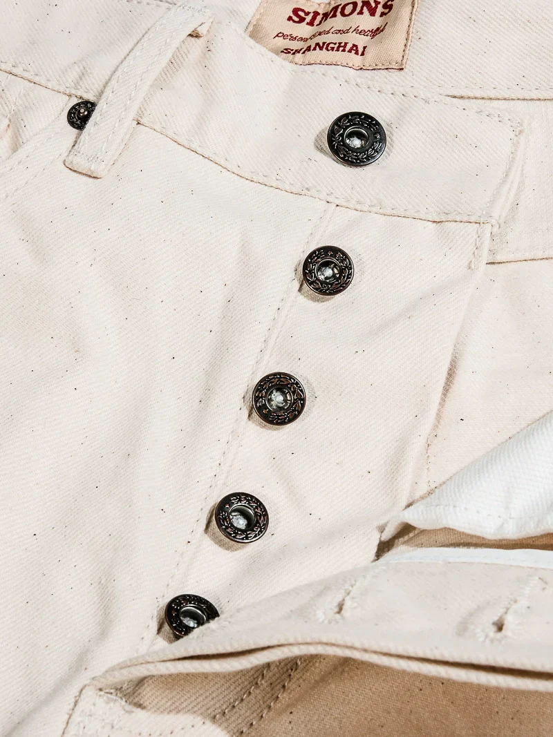 14oz Ecru Selvedge Slim Straight Jeans - Image 4