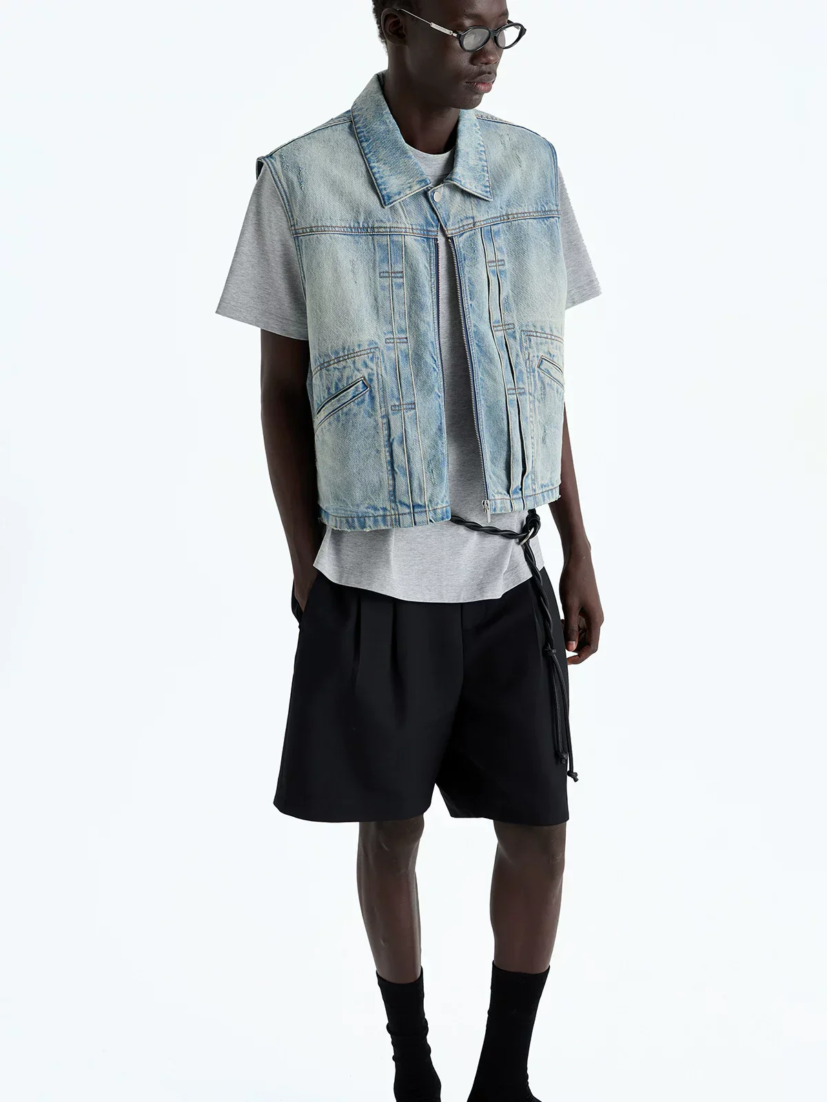14oz Light-Wash Zip Denim Vest
