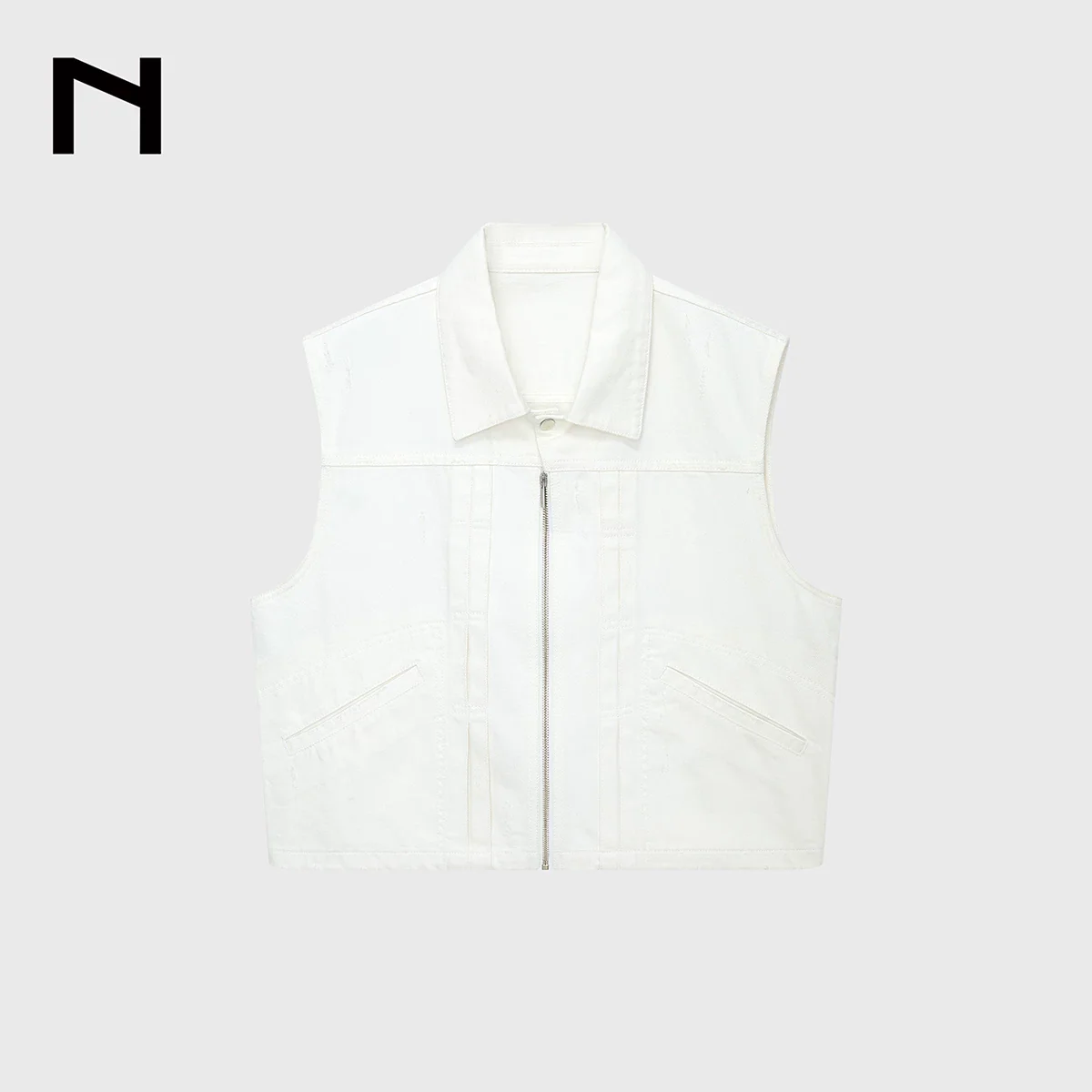 14oz Light-Wash Zip Denim Vest - Image 6