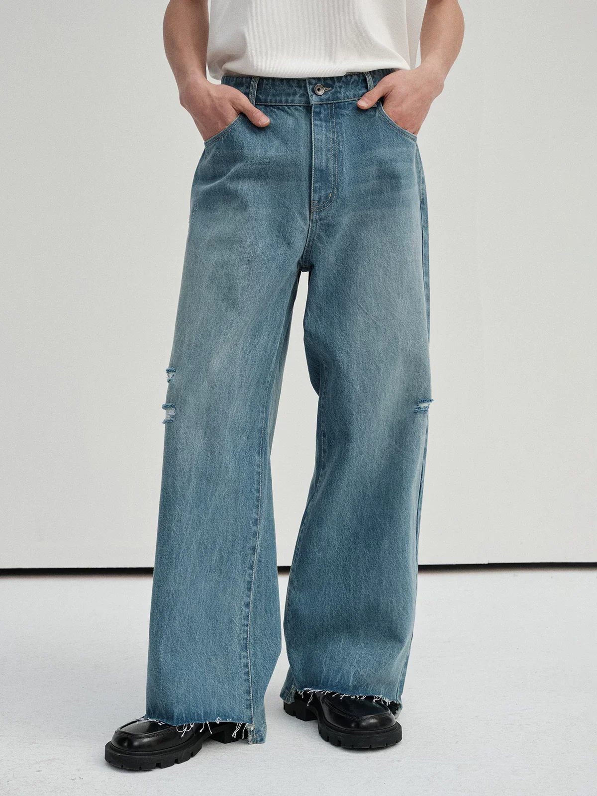 14oz Turkish Denim Distressed Straight Jeans - Image 2