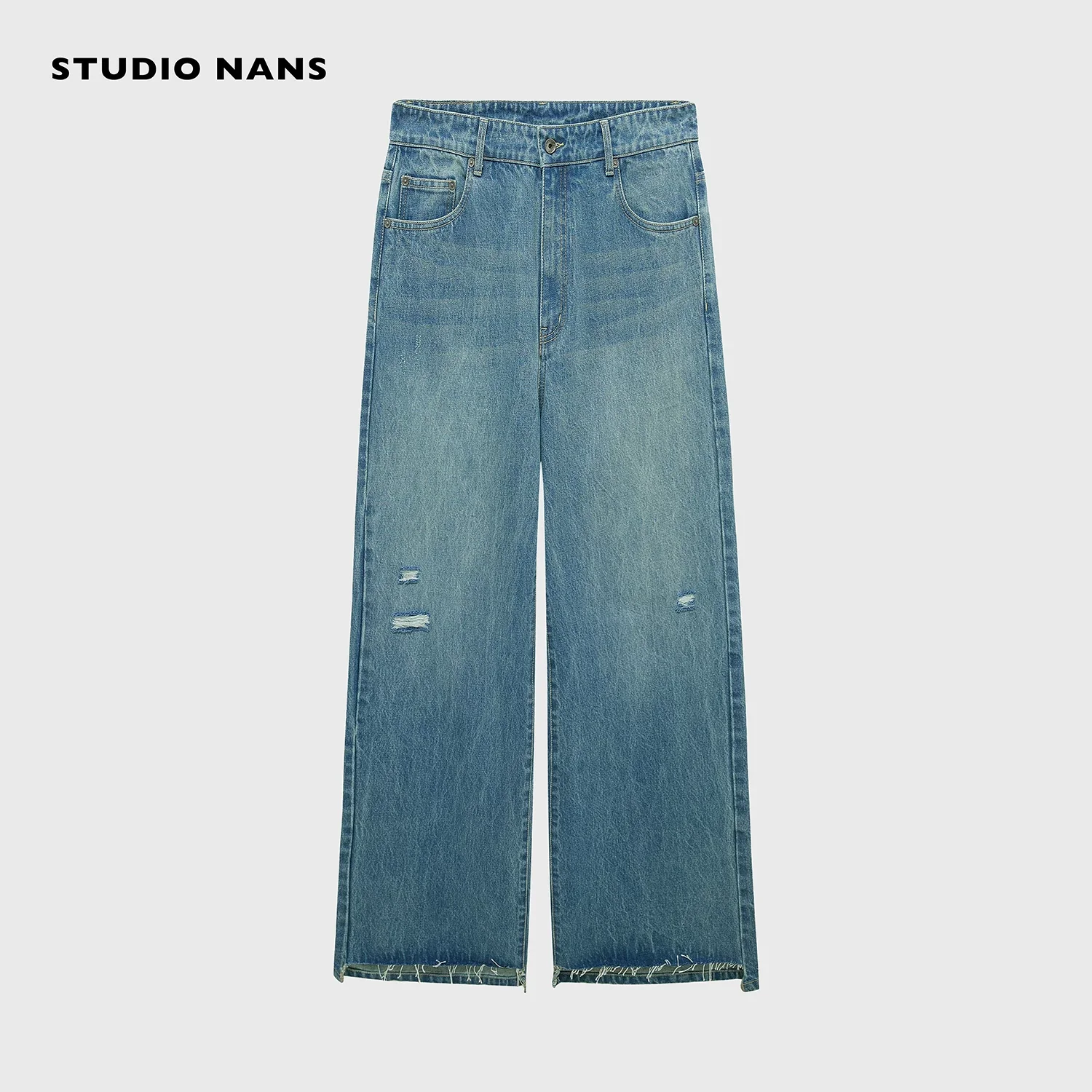 14oz Turkish Denim Distressed Straight Jeans - Image 6