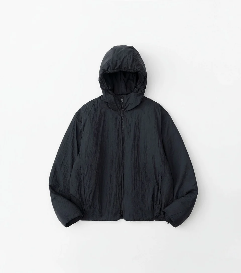 20D Crinkled Nylon Hooded Puffer Jacket - Image 8