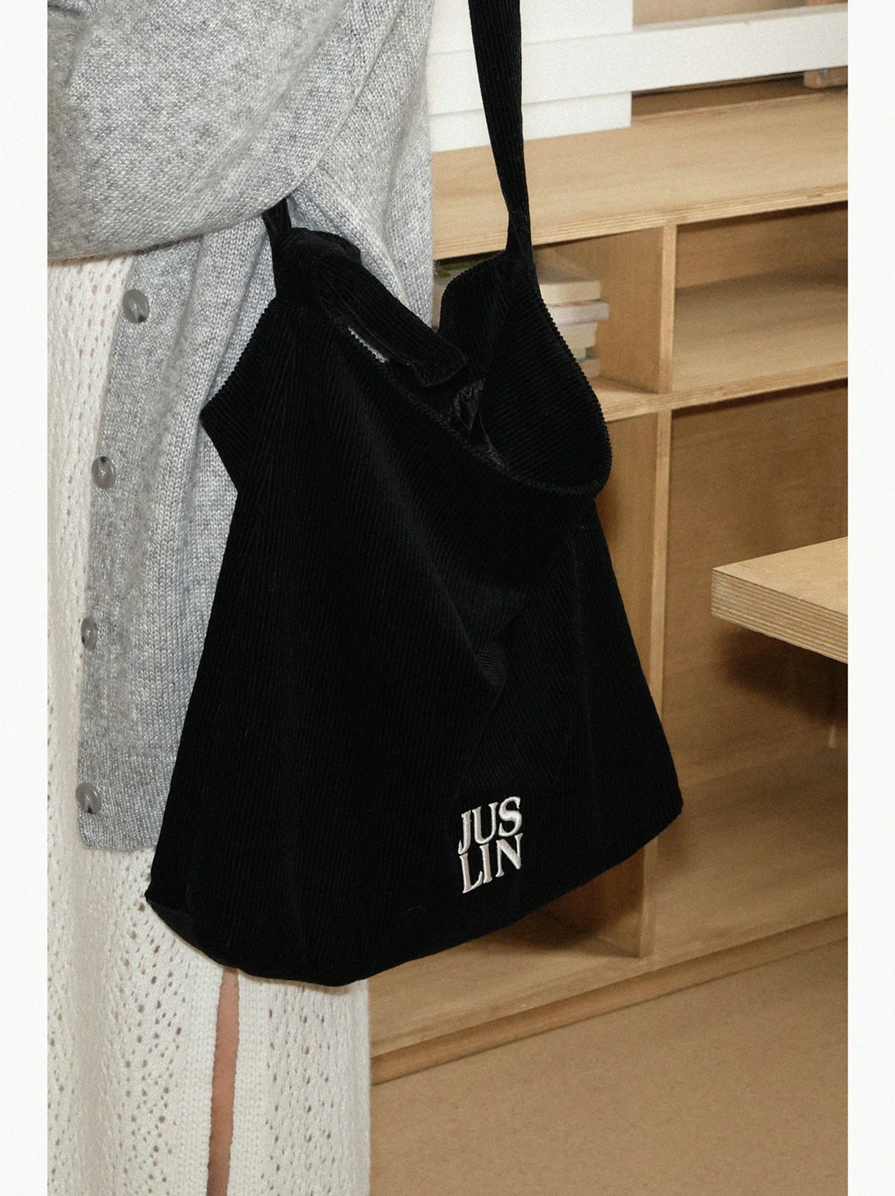3D Embroidery Corduroy Shoulder Bag - Image 4