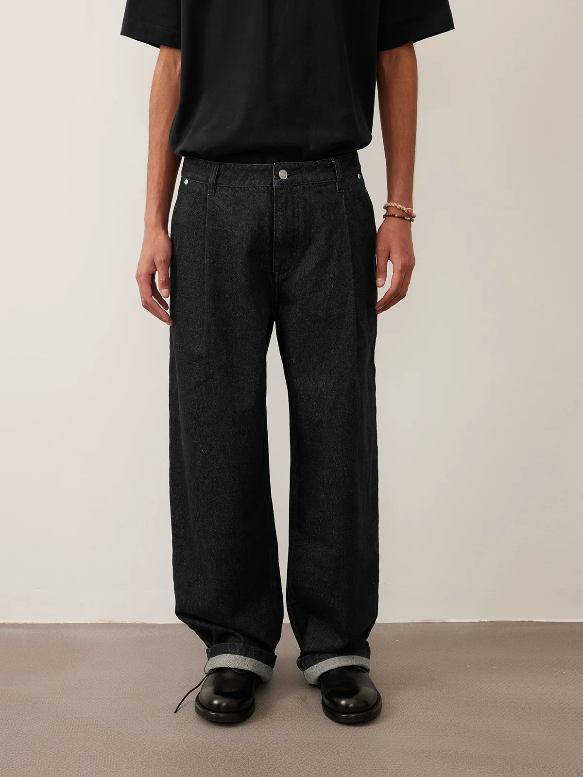 500 Cotton Pleated Denim Trousers - Image 5