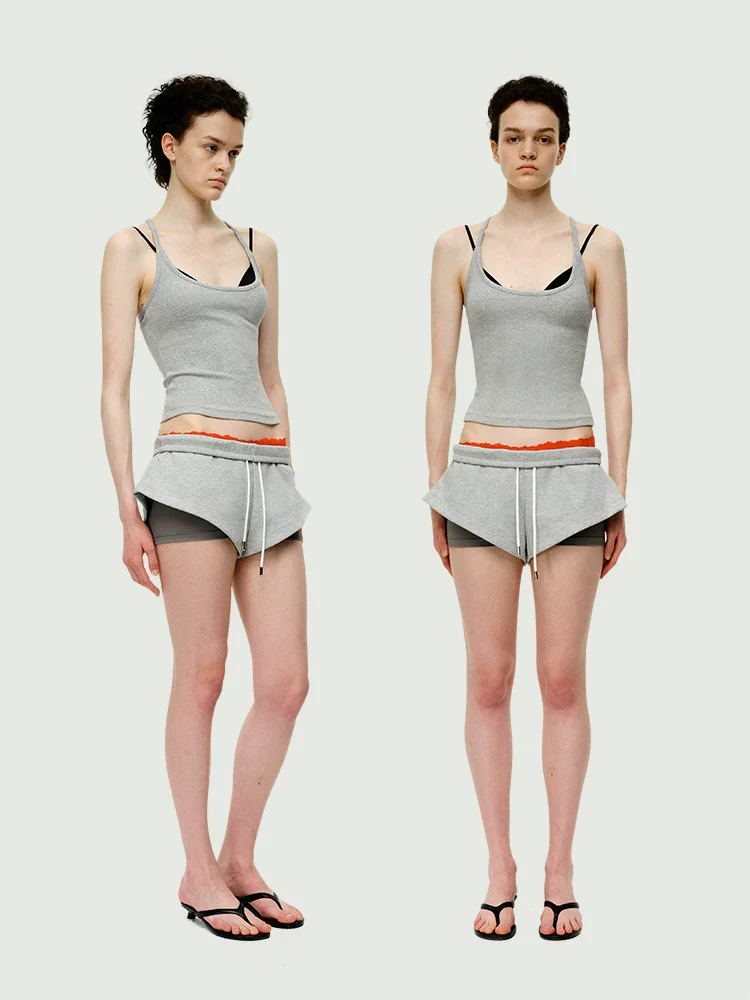 A-Line Layered Drawstring Shorts - Image 2