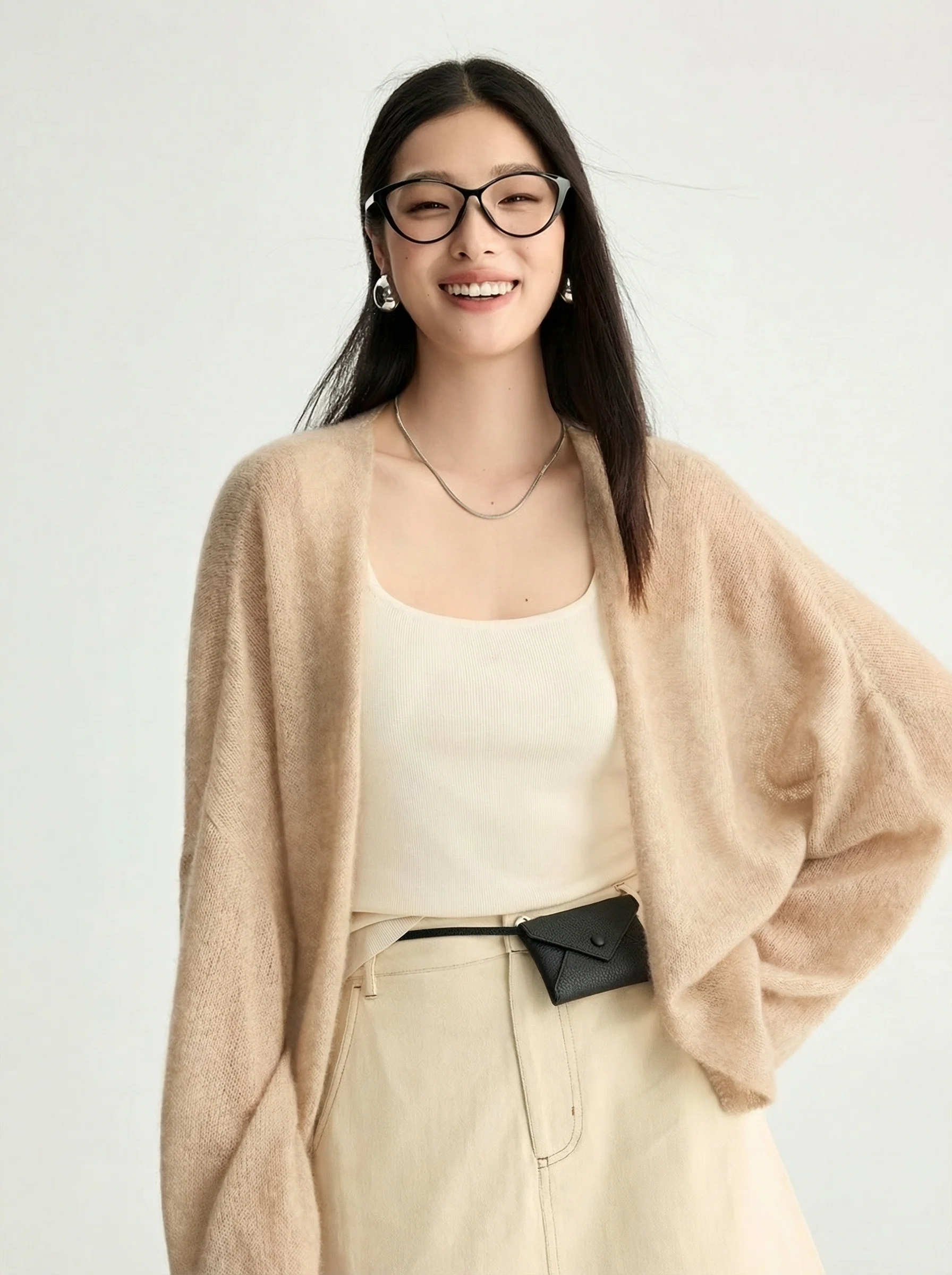 A-Line Twill Denim Maxi Skirt