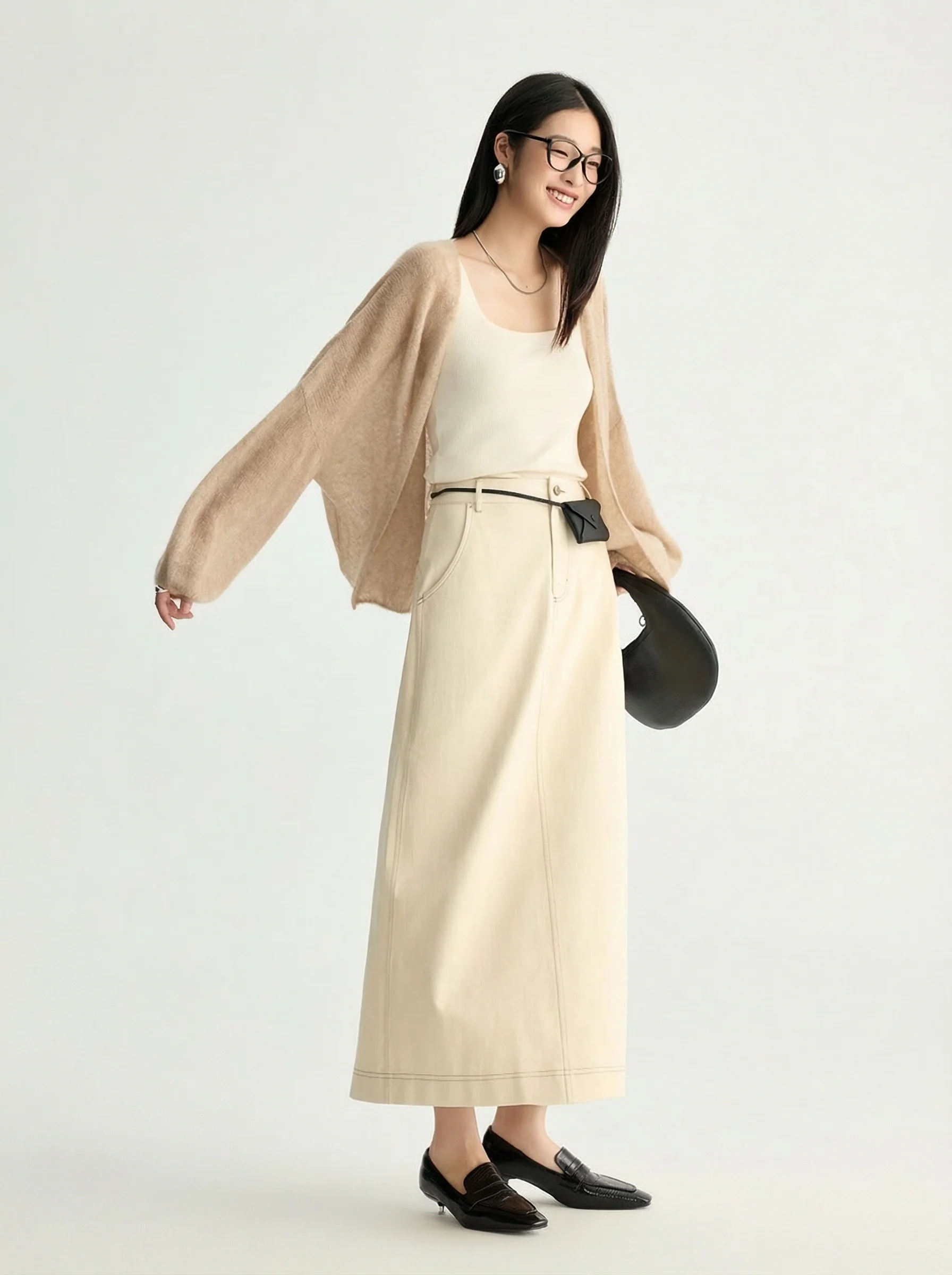 A-Line Twill Denim Maxi Skirt - Image 5