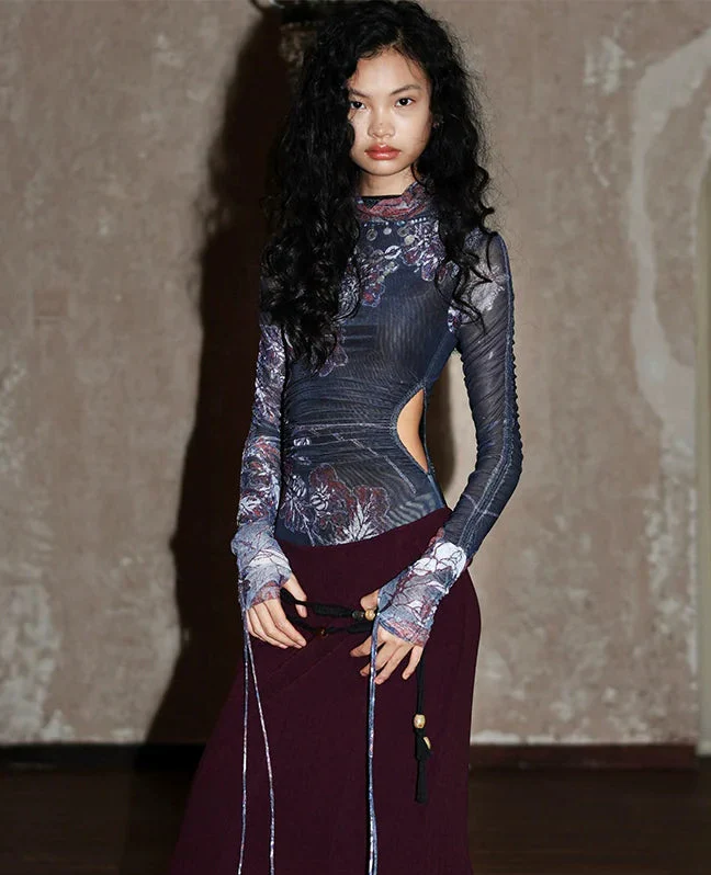 Abstract Mesh Top & Maxi Skirt Set - Image 6