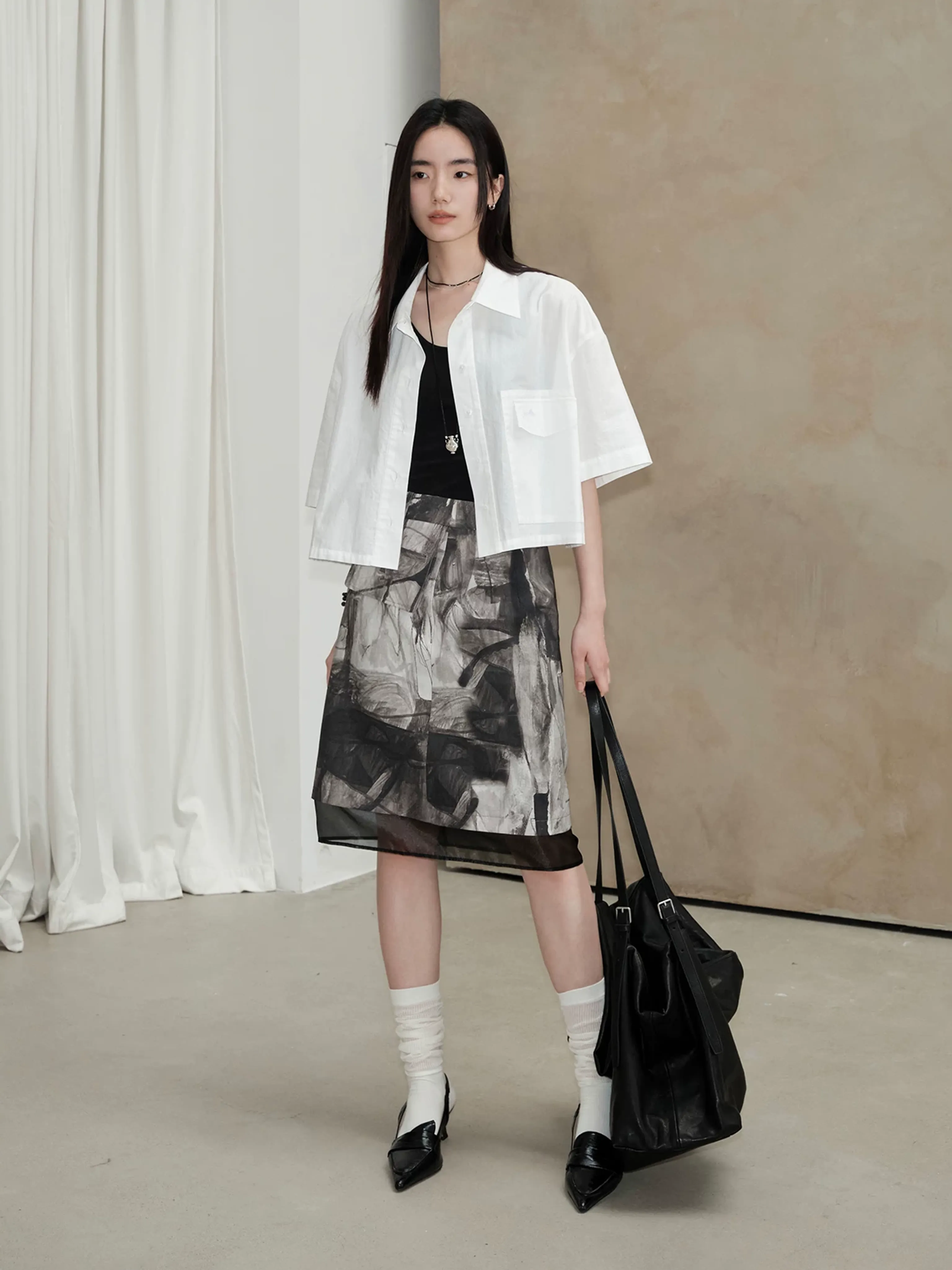 Abstract Patterned Midi Skirt - Image 4