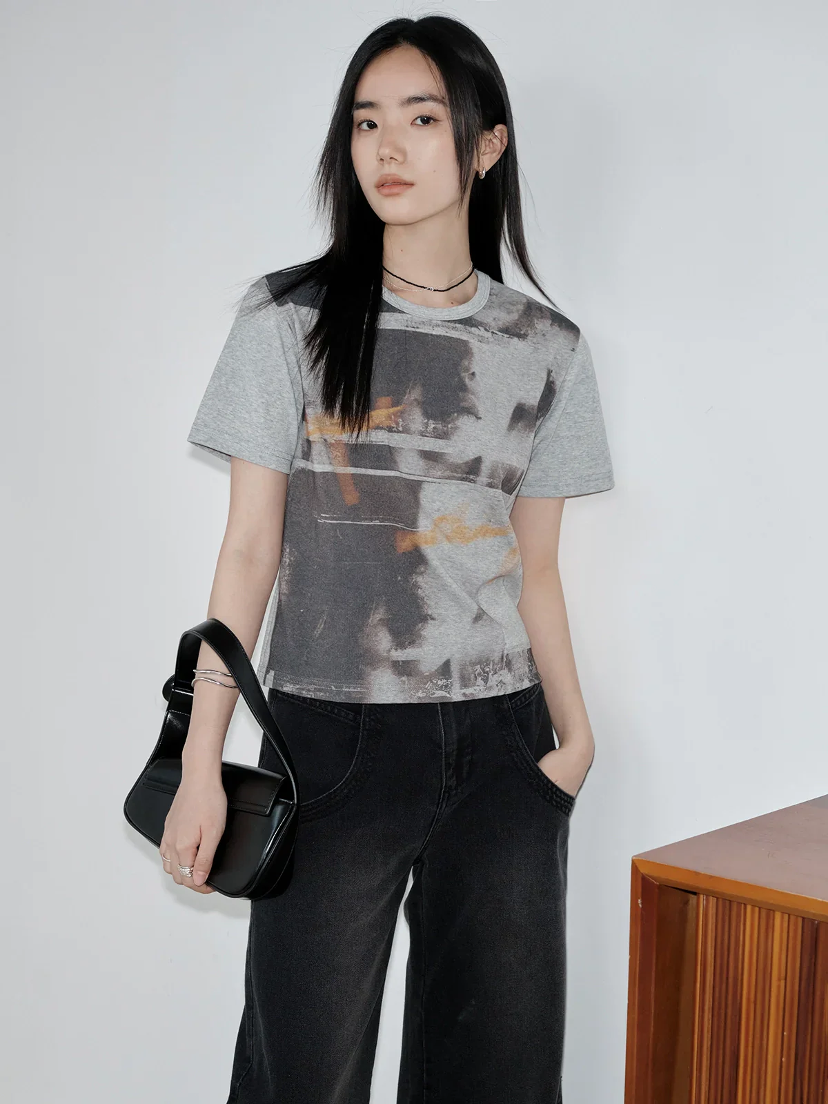 Abstract Print Crewneck Tee - Image 4