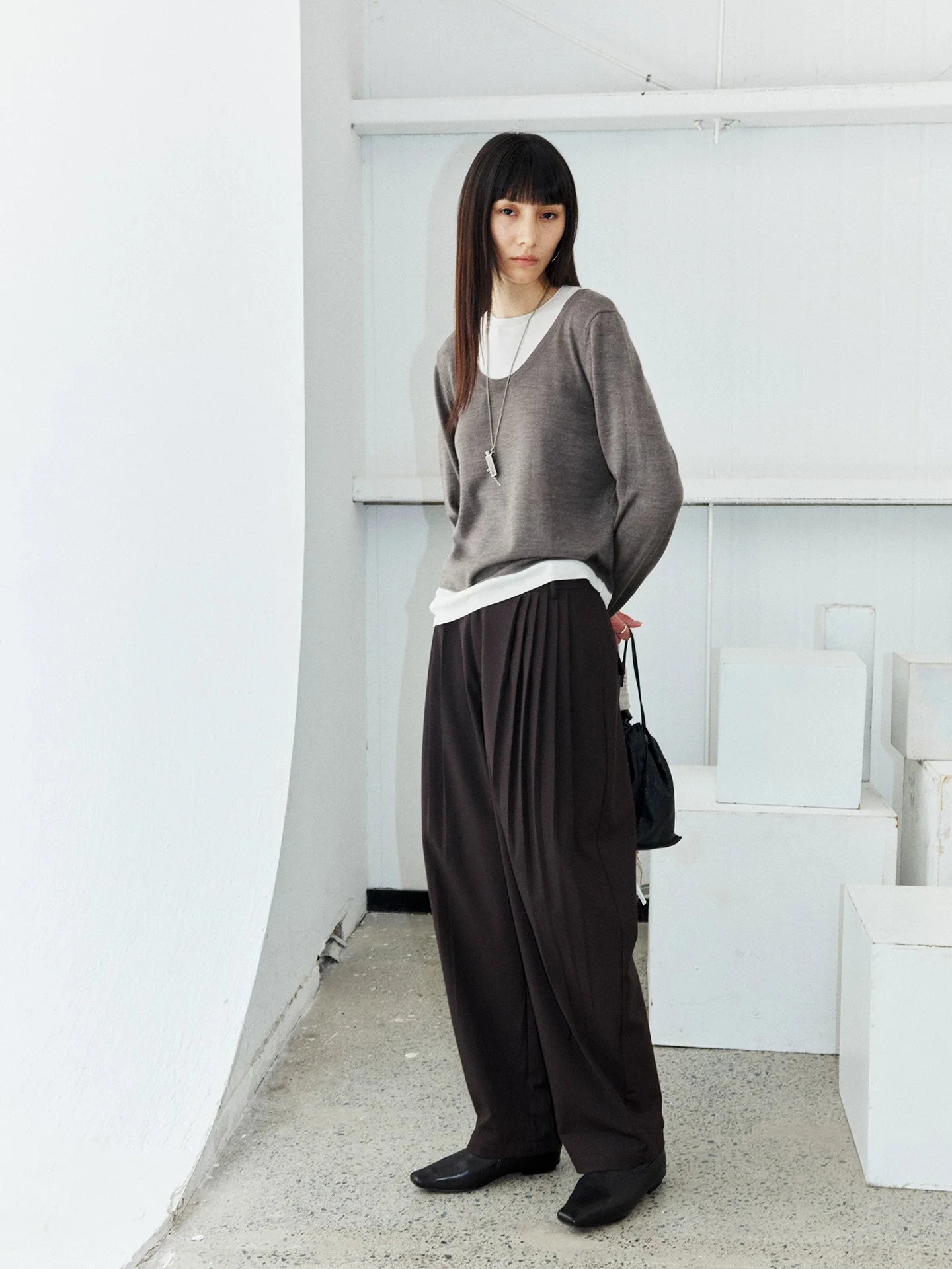 Accordion Pleat Wool Trousers - Image 2