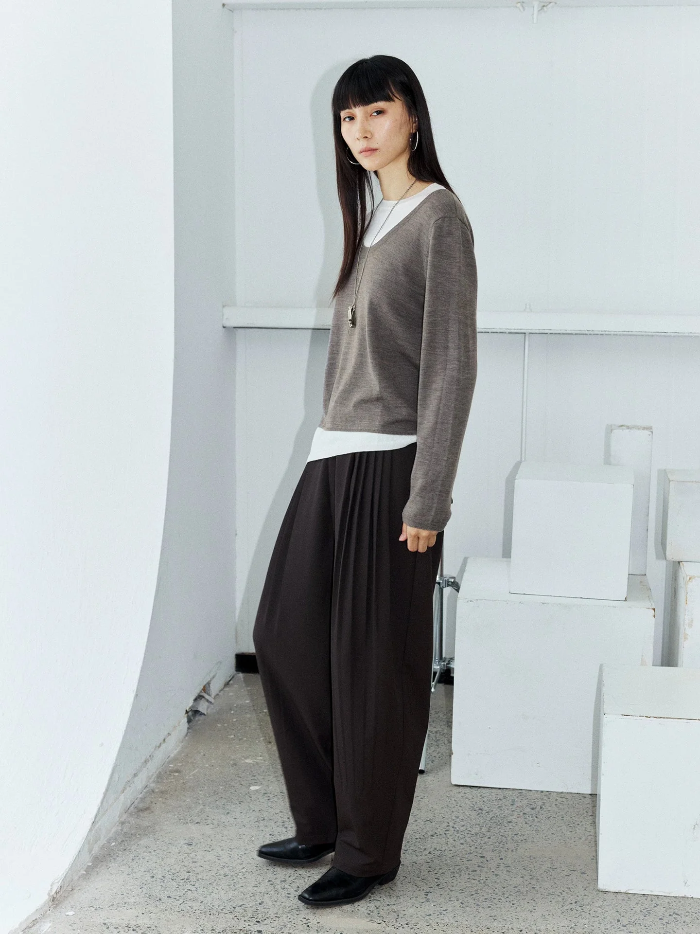Accordion Pleat Wool Trousers - Image 3
