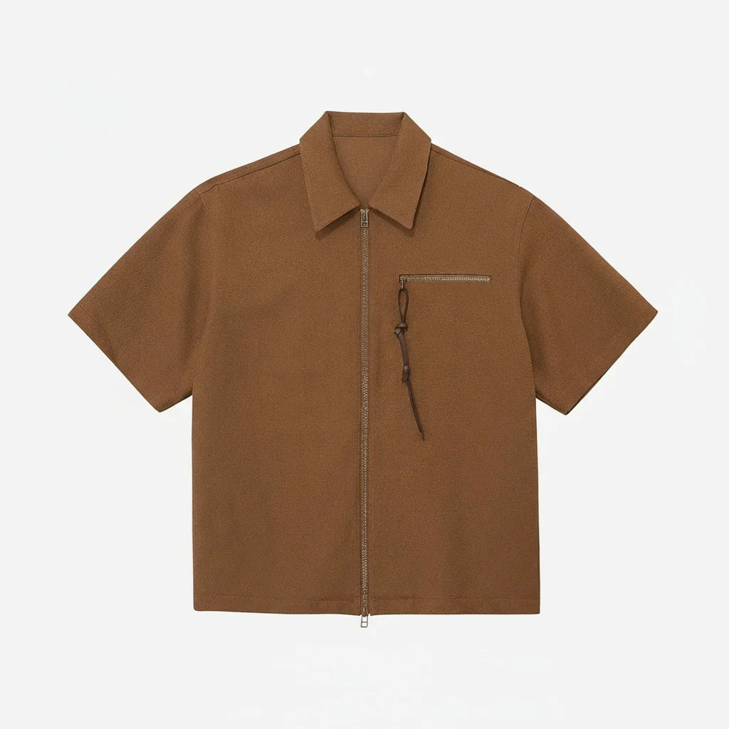 Acetate Bouclé Zip Shirt & Shorts Set - Image 5