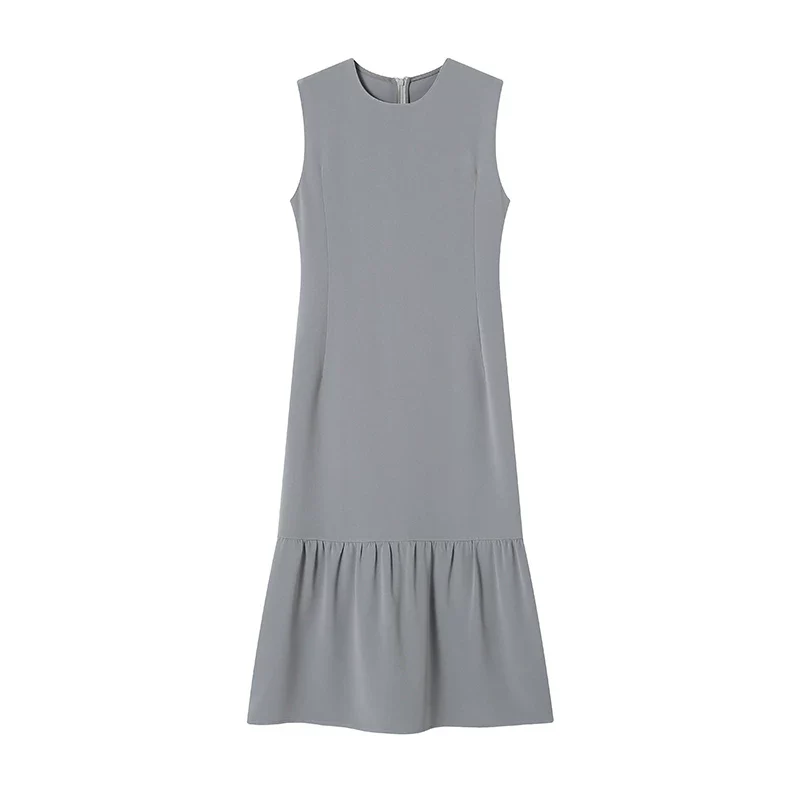 Acetate Flounce Long Dress