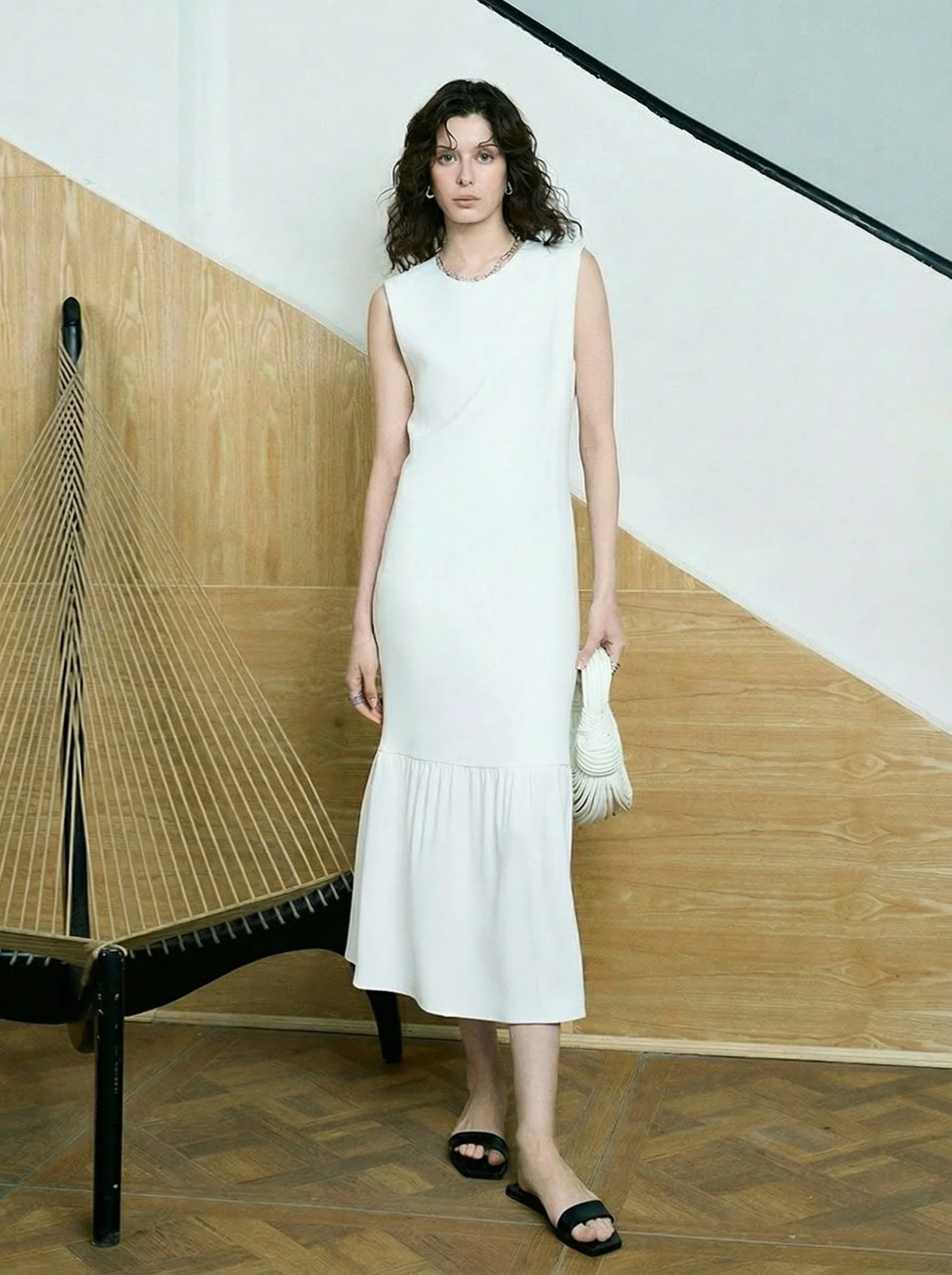 Acetate Flounce Long Dress - Image 5