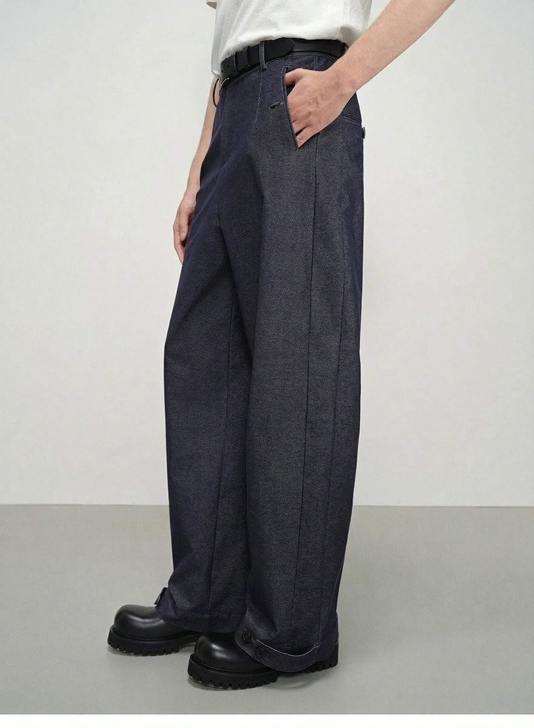 Adjustable Cuff Wide-Leg Trousers - Image 3
