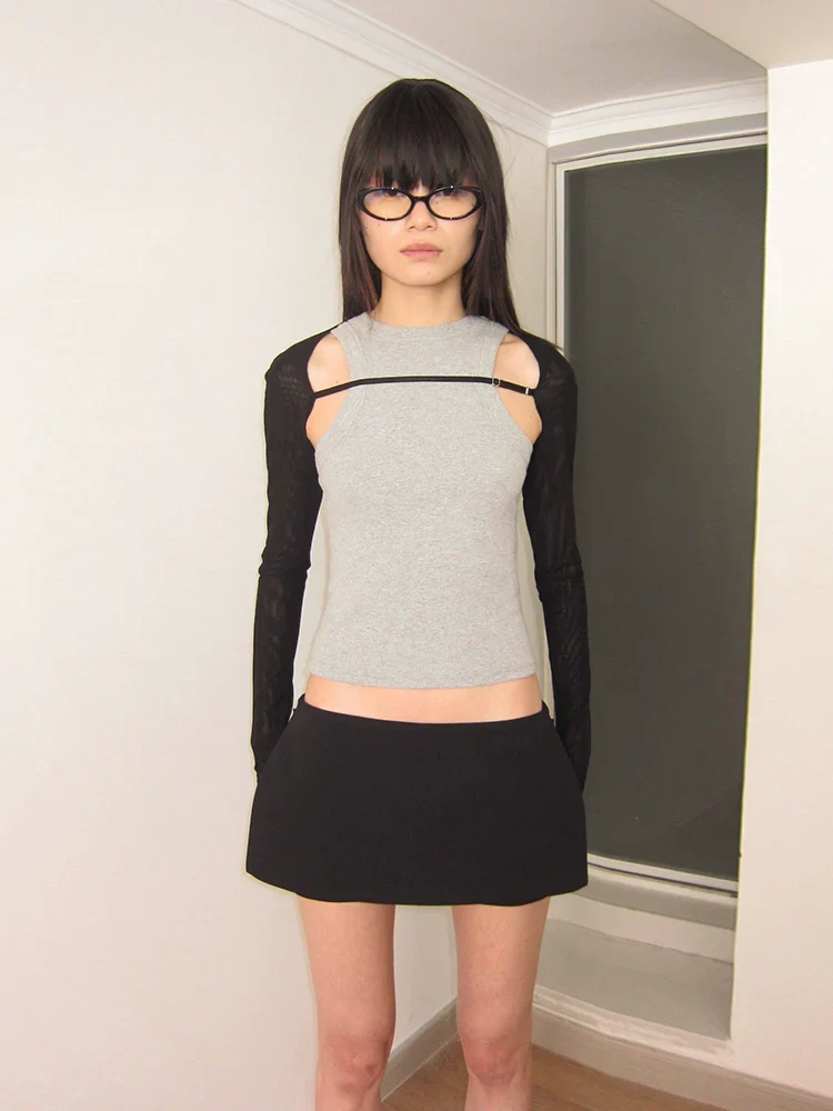 Adjustable Mesh-Sleeve Tank Top