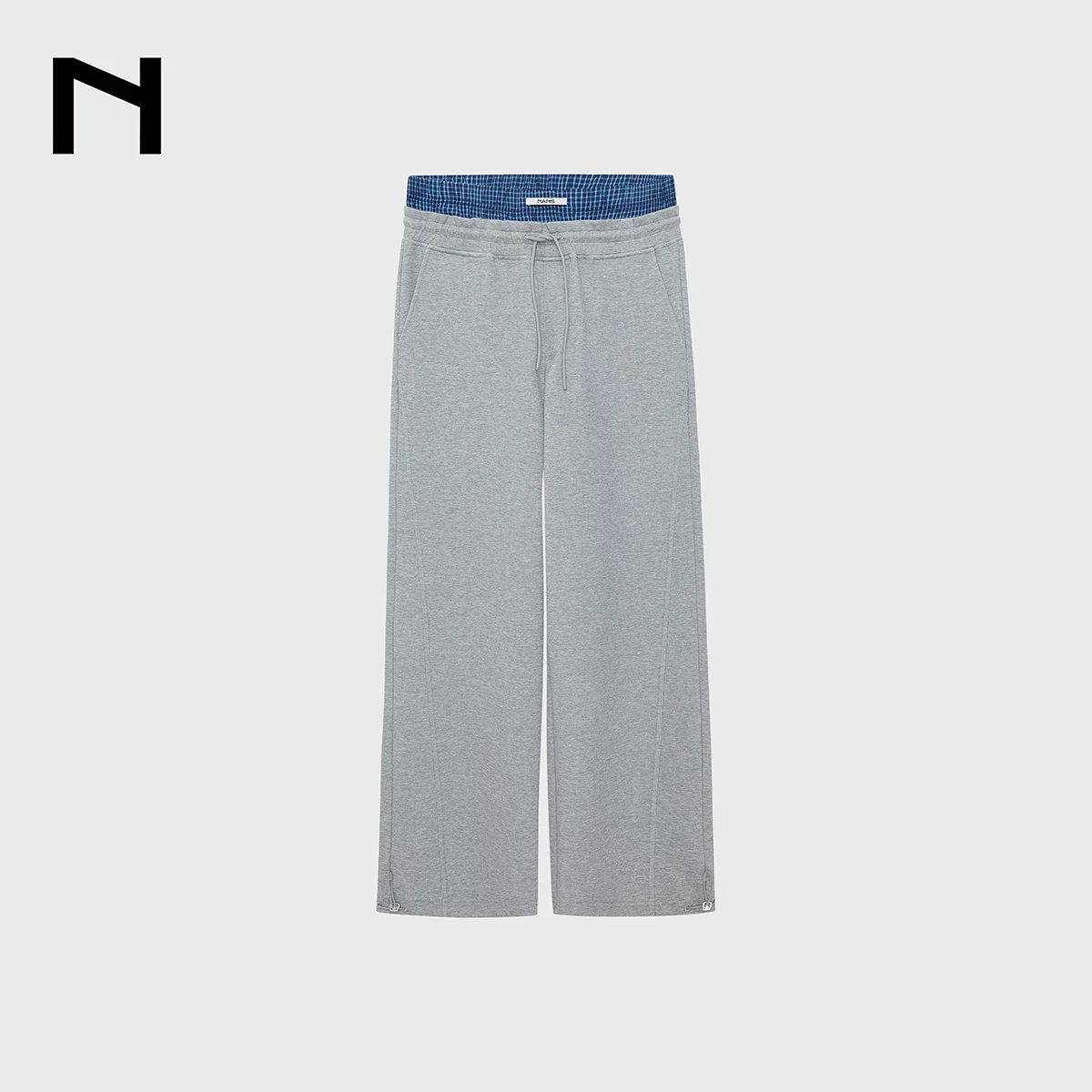 Air-Layer Check Waistband Wide-Leg Sweatpants - Image 6