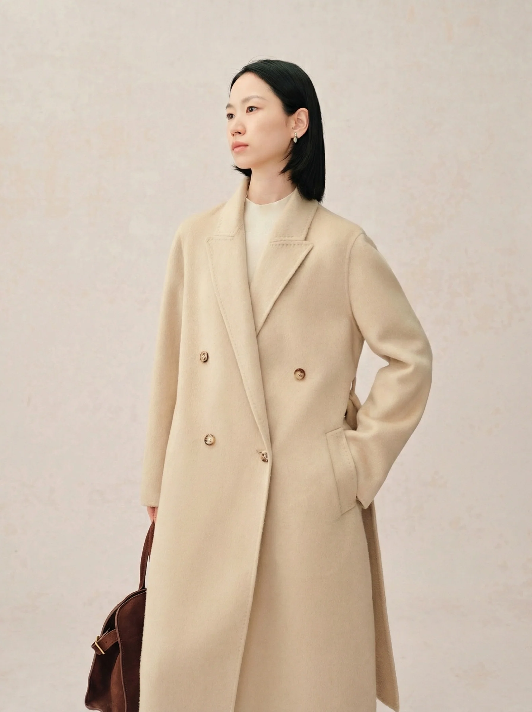 Alashan Camel Wool Double-Breasted Belted Coat - Image 5