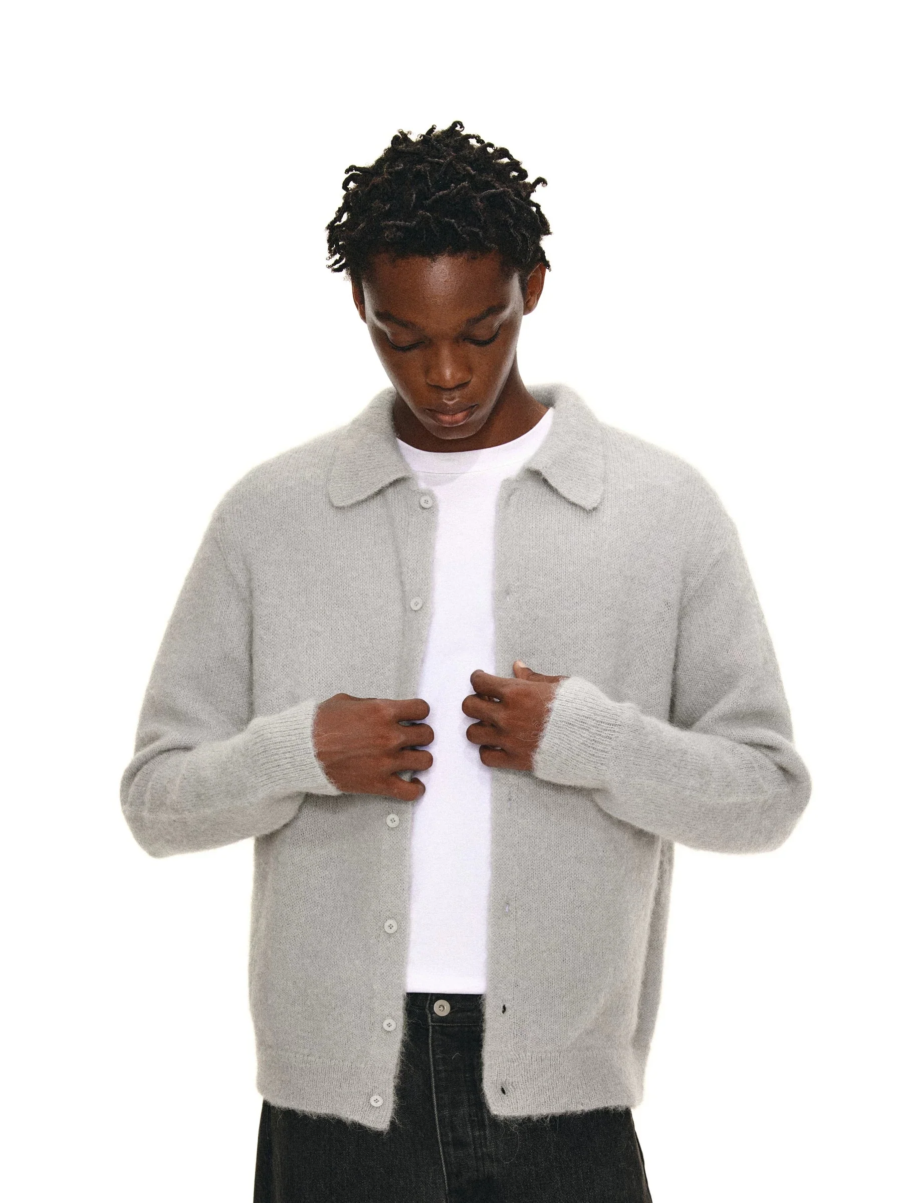 Alpaca Blend Collared Cardigan - Image 2