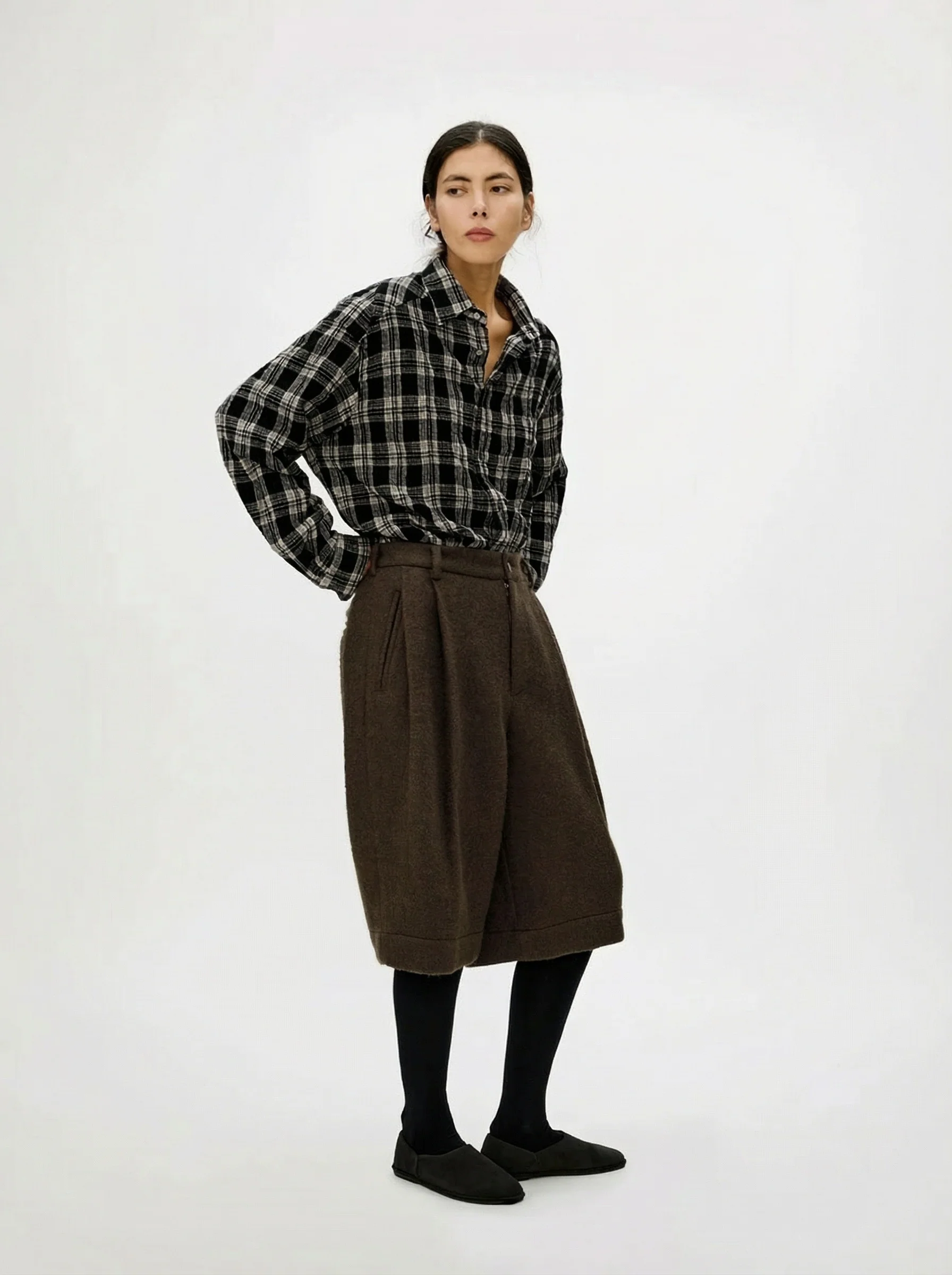 Alpaca-Blend Double-Pleat Culotte Shorts
