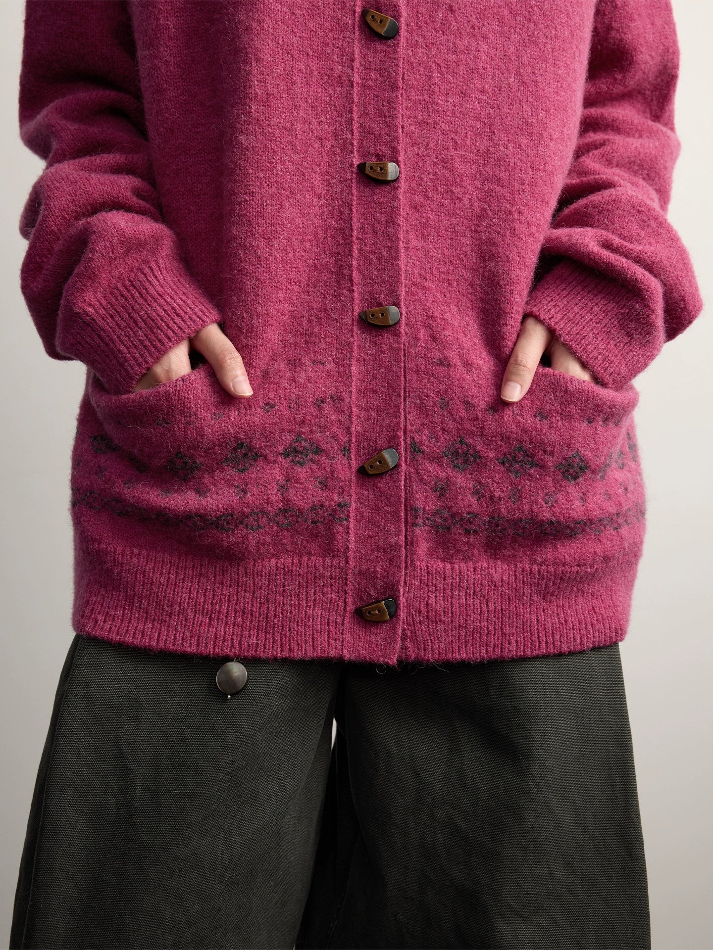 Alpaca Blend Jacquard Cardigan - Image 3