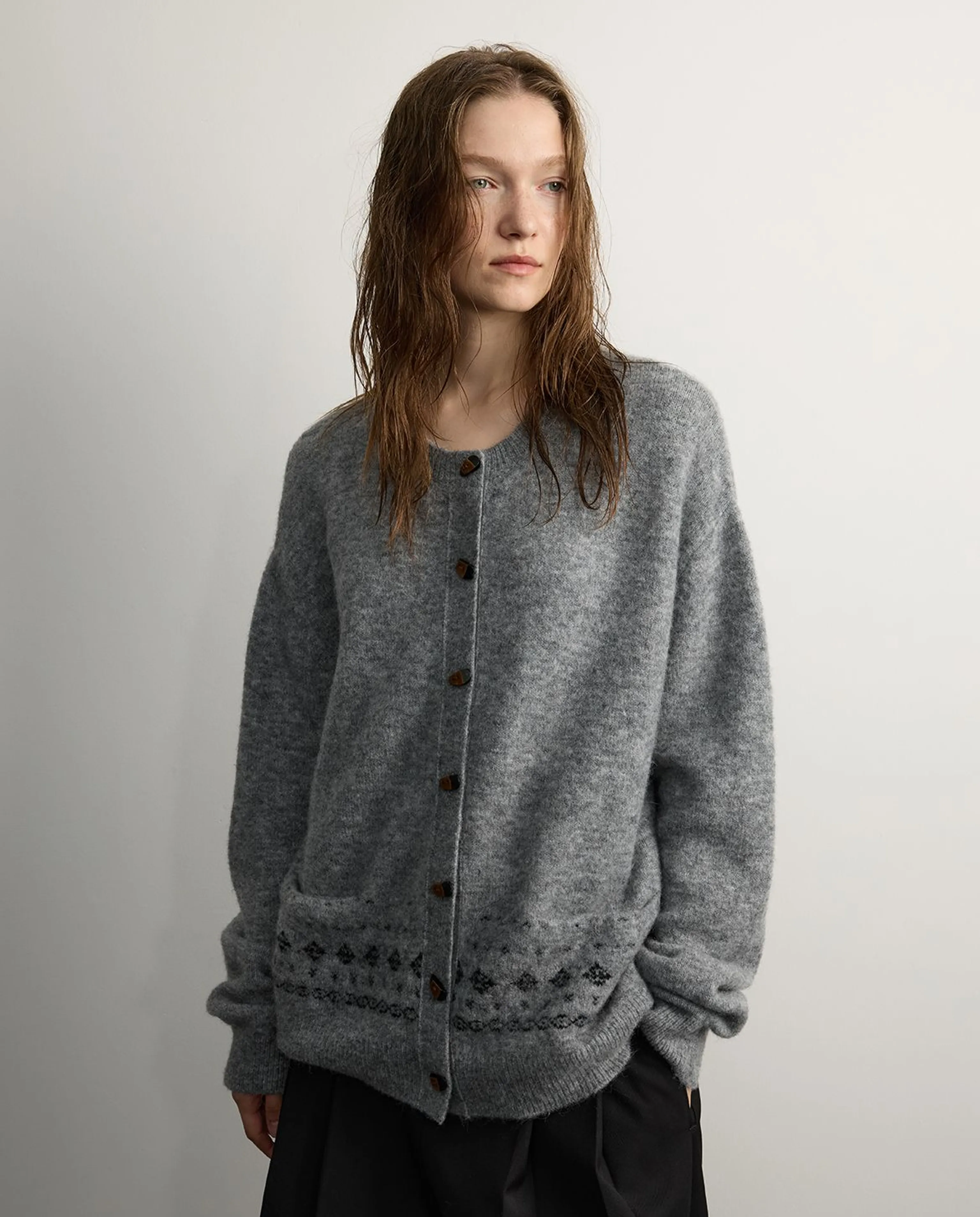 Alpaca Blend Jacquard Cardigan - Image 6