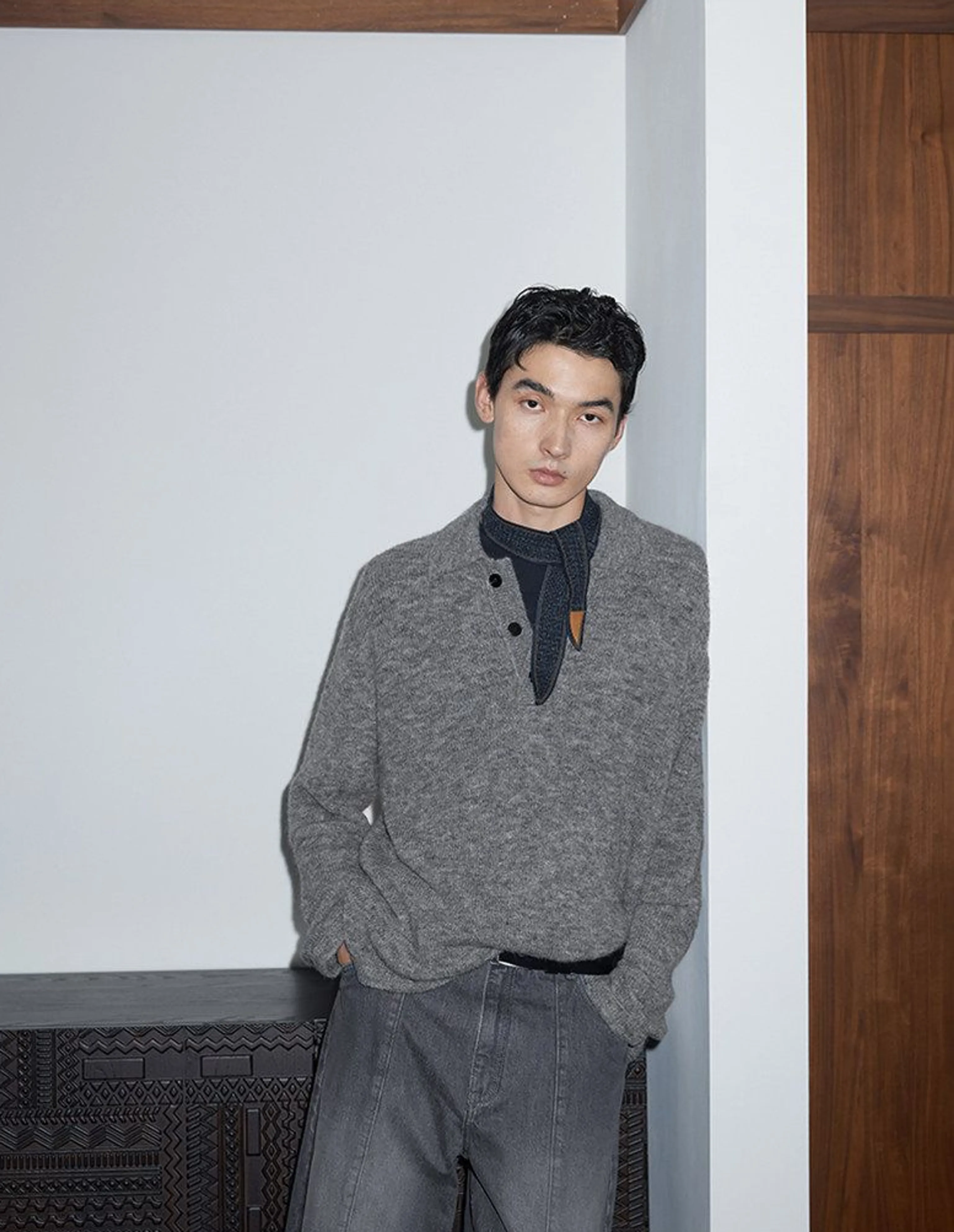 Alpaca Blend Knit Polo Sweater - Image 3