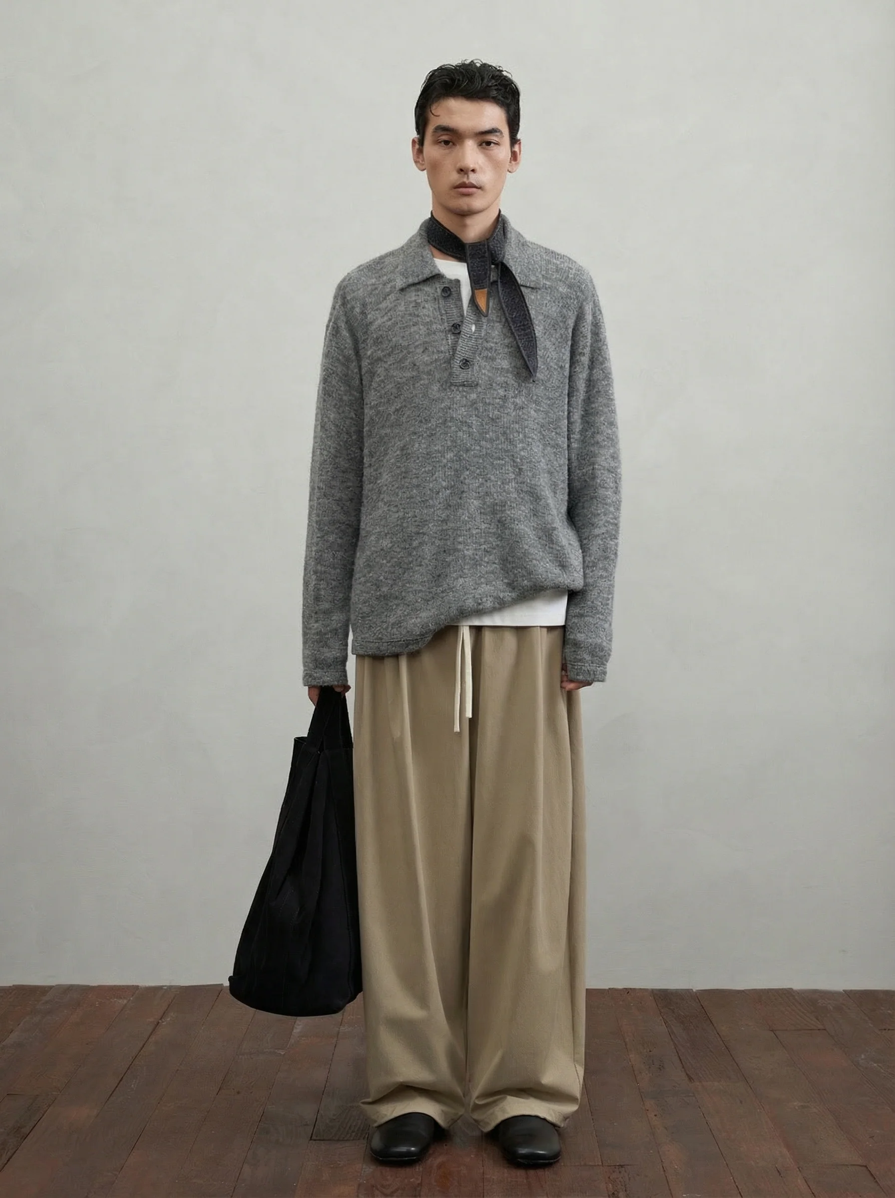 Alpaca Blend Knit Polo Sweater - Image 5