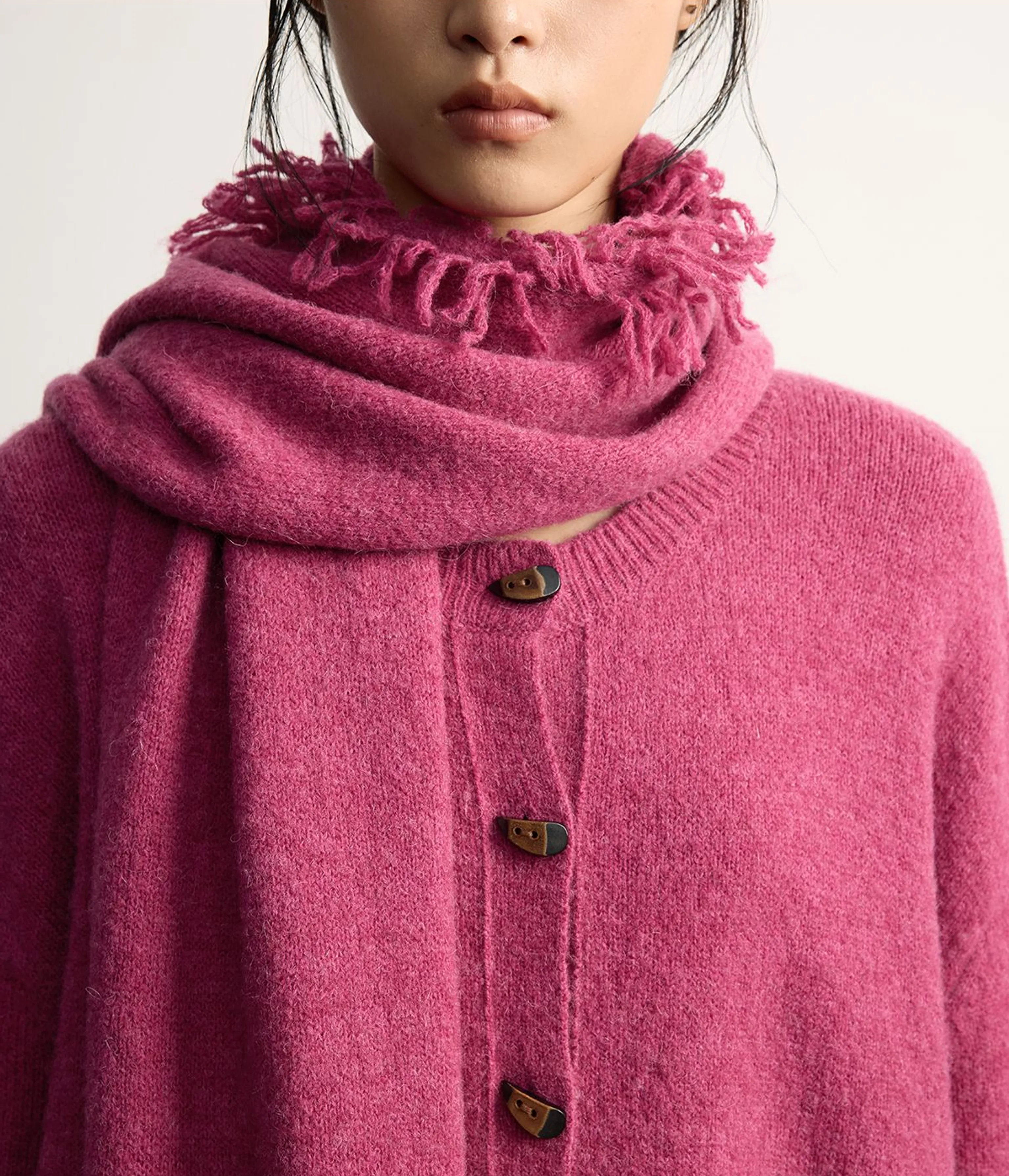 Alpaca Wool Blend Fringe Scarf - Image 6