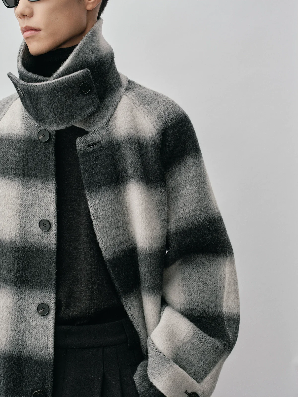 Alpaca Wool-Blend Plaid Overcoat - Image 2