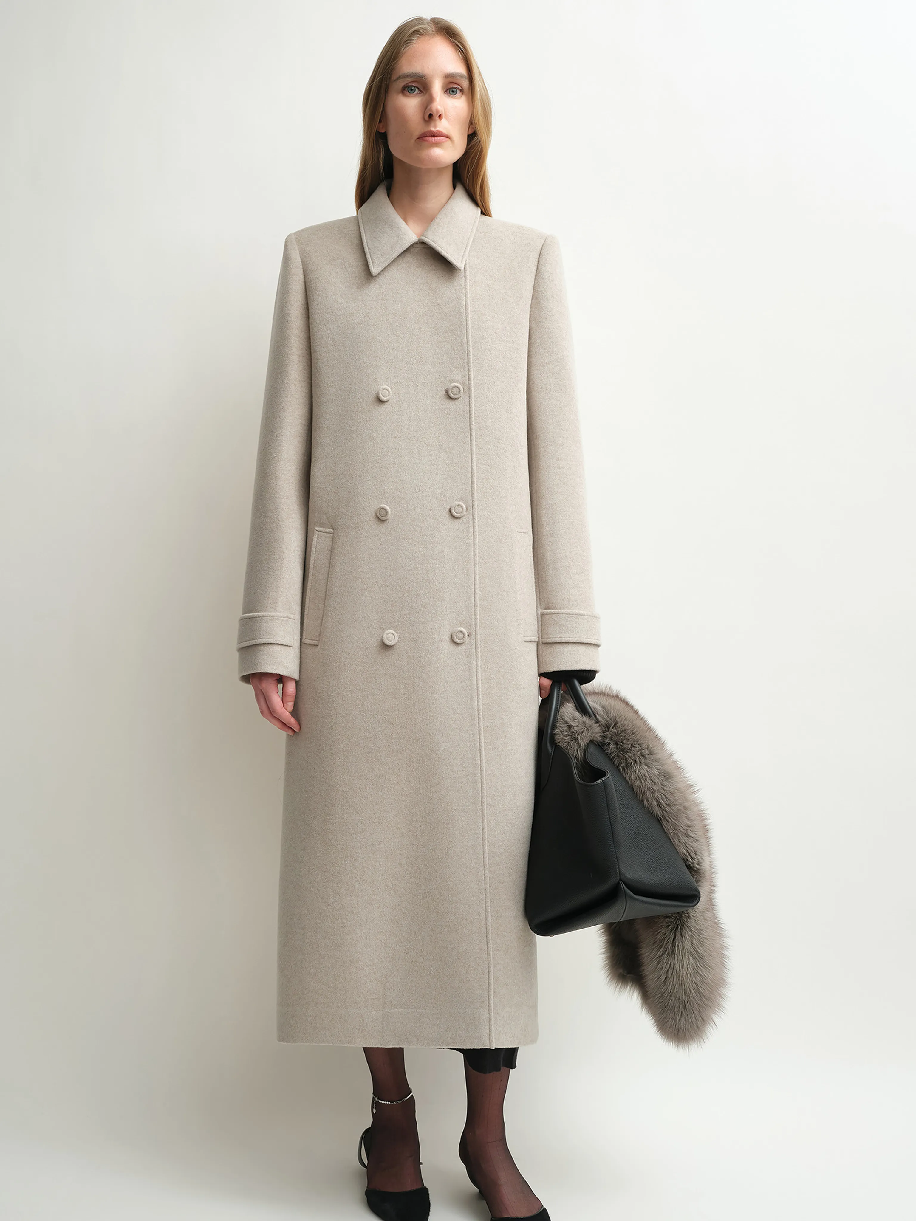 Alpaca Wool Detachable Cape Coat - Image 3
