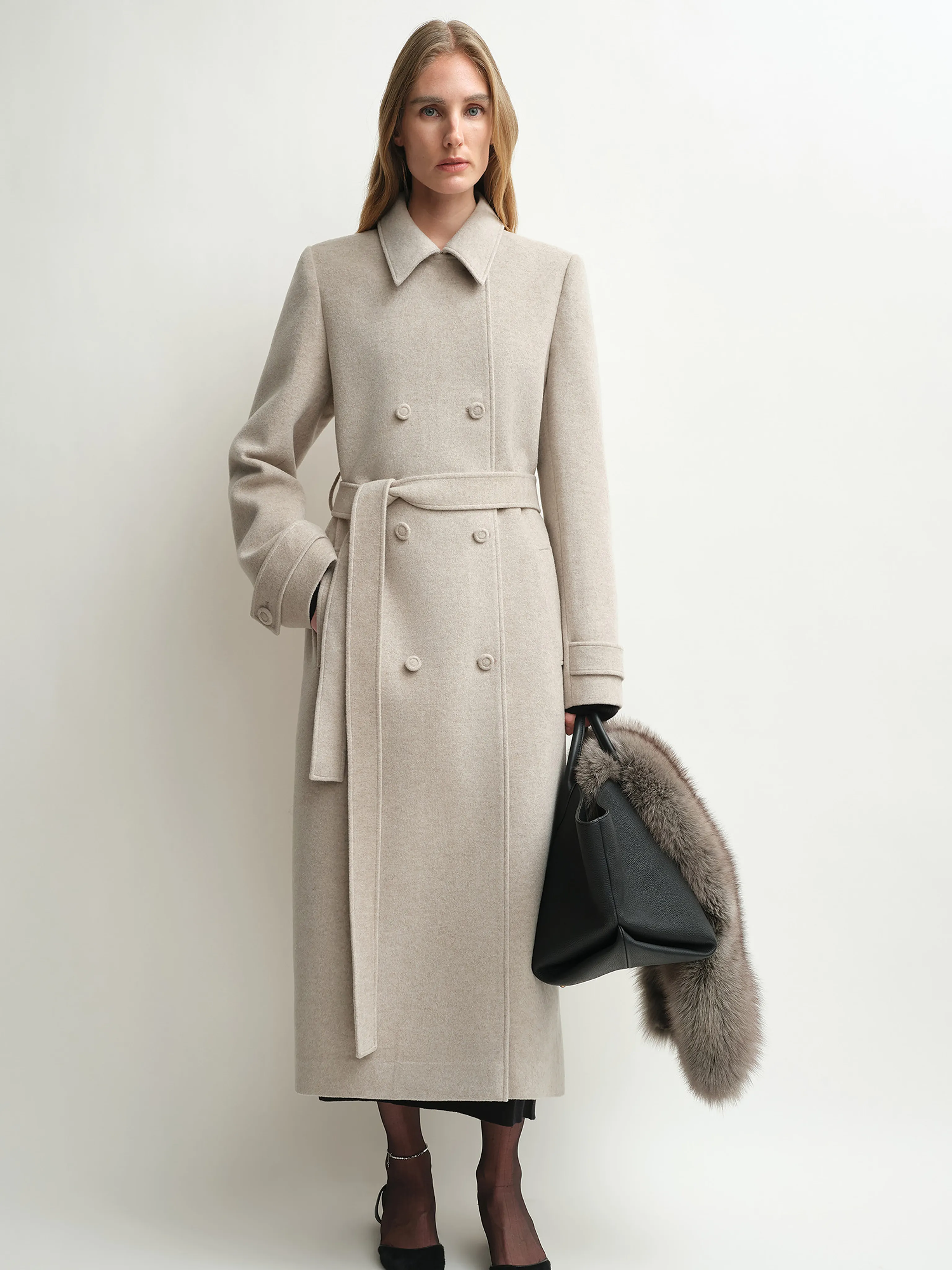 Alpaca Wool Detachable Cape Coat - Image 4