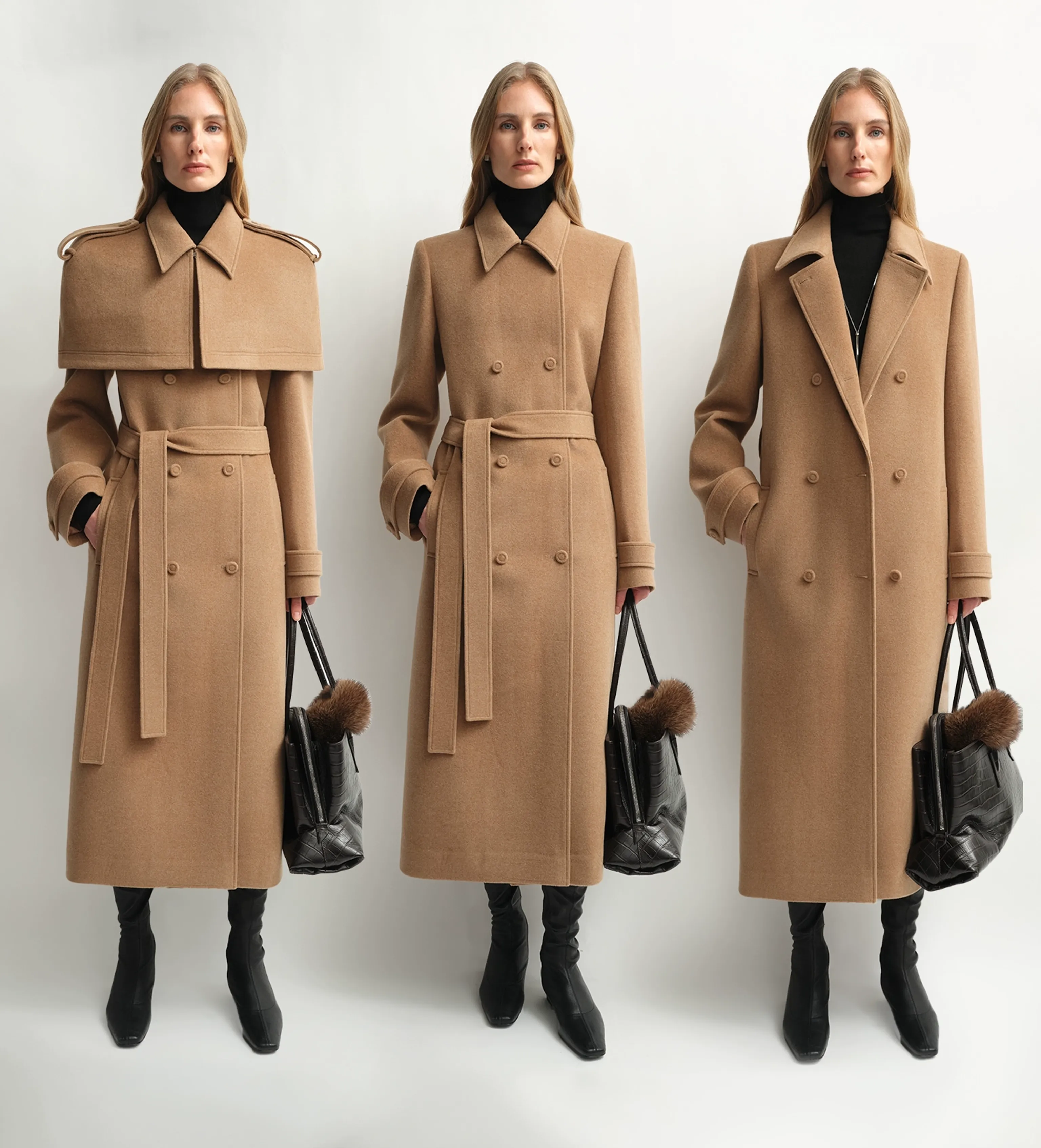 Alpaca Wool Detachable Cape Coat - Image 9