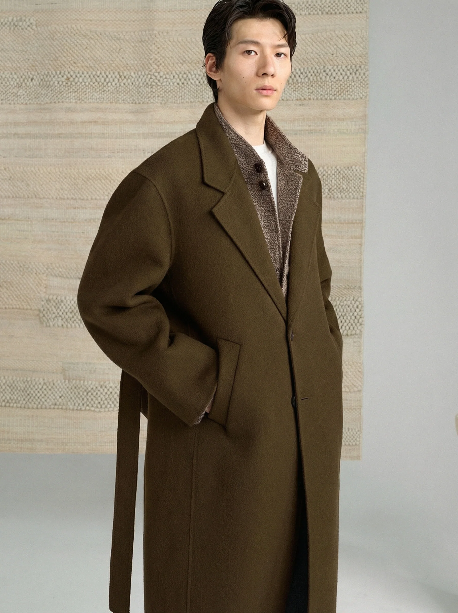 Alpaca Wool Double-Faced Belted Overcoat - Image 3