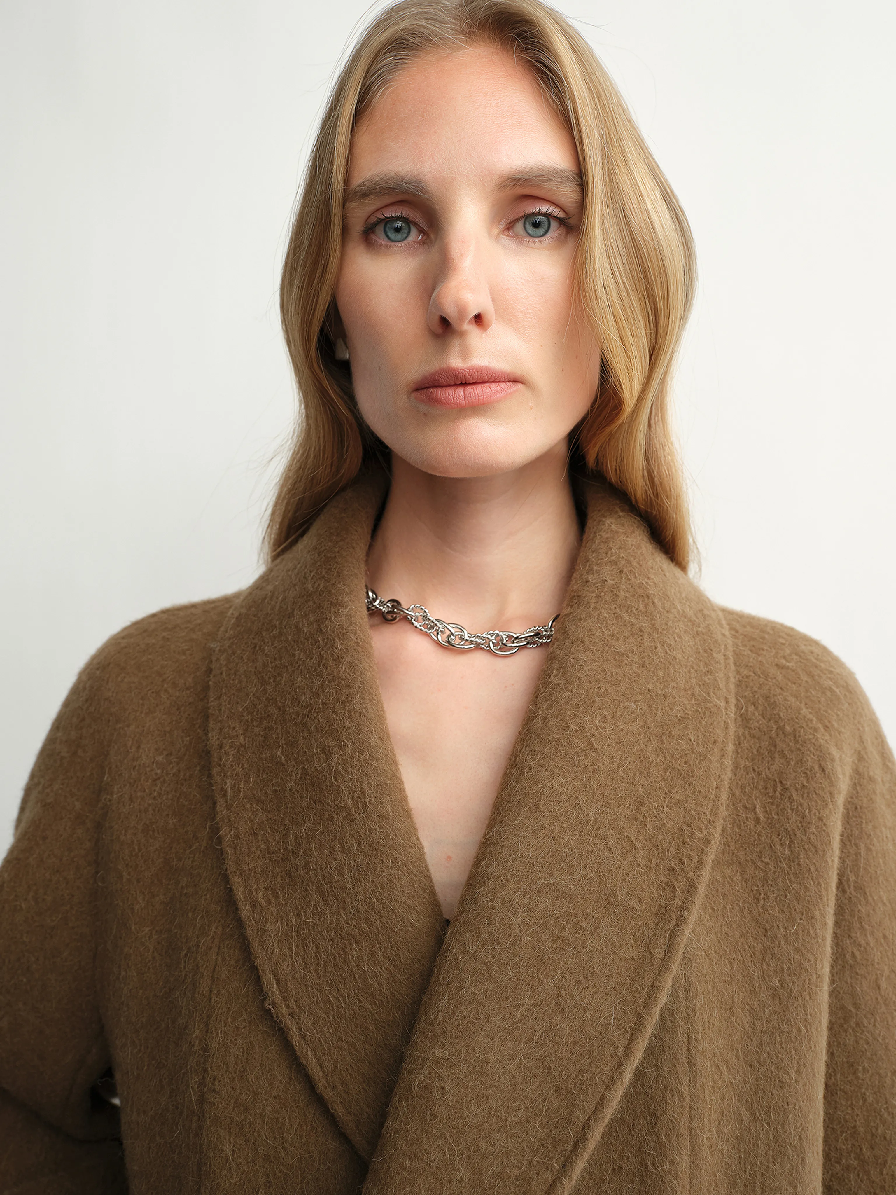Alpaca Wool Shawl-Collar Belted Coat - Image 2
