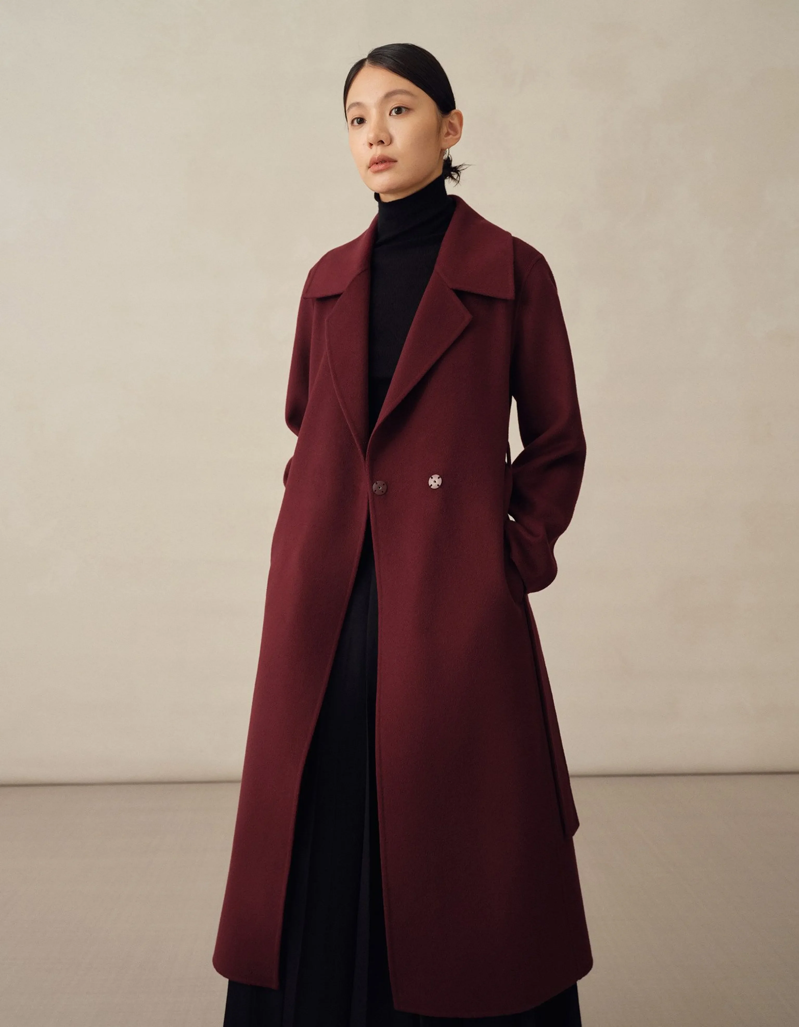 Alxa Double-Faced Cashmere-Wool Belted Coat - Image 6