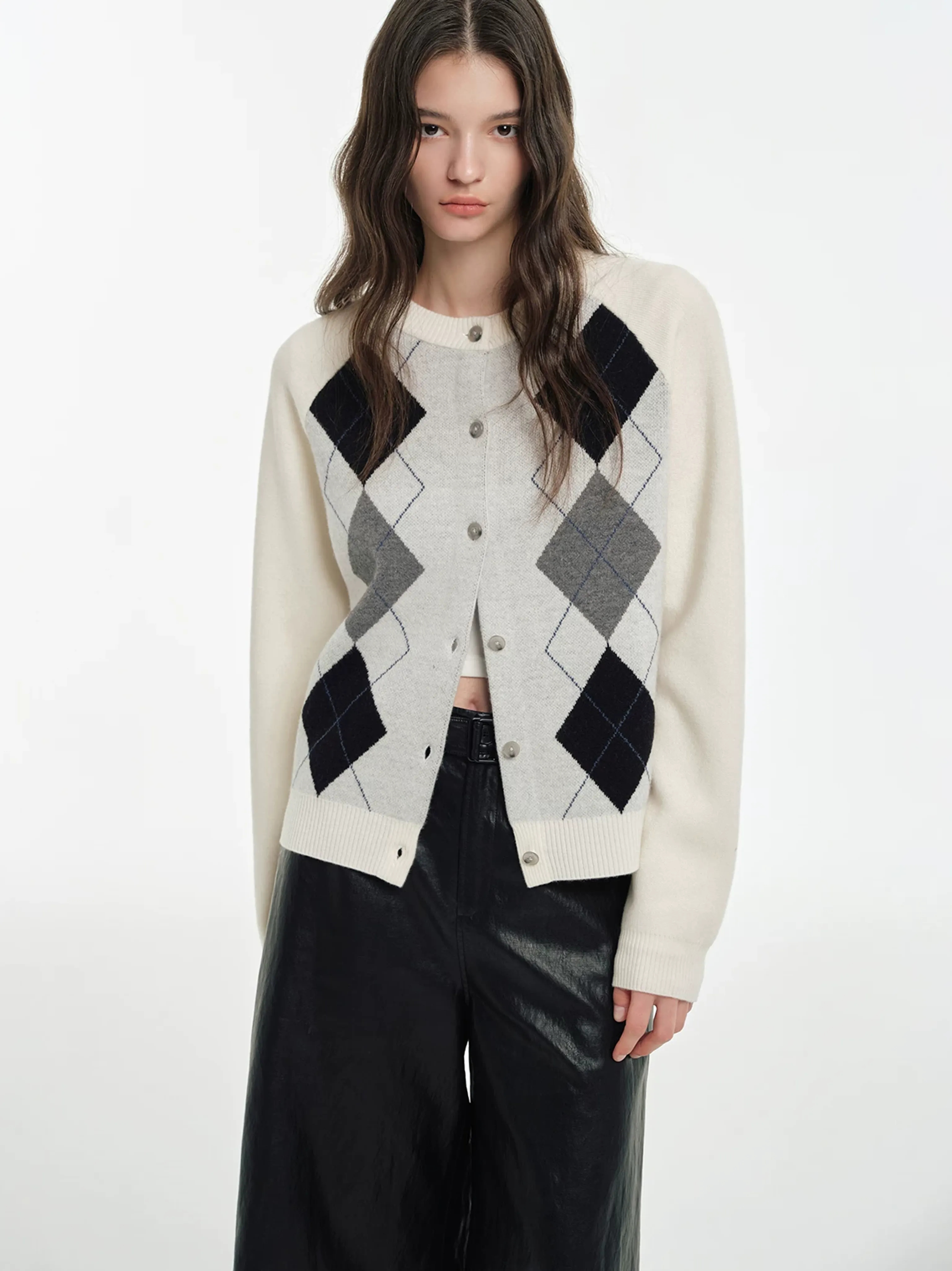 Argyle Button-Up Cardigan
