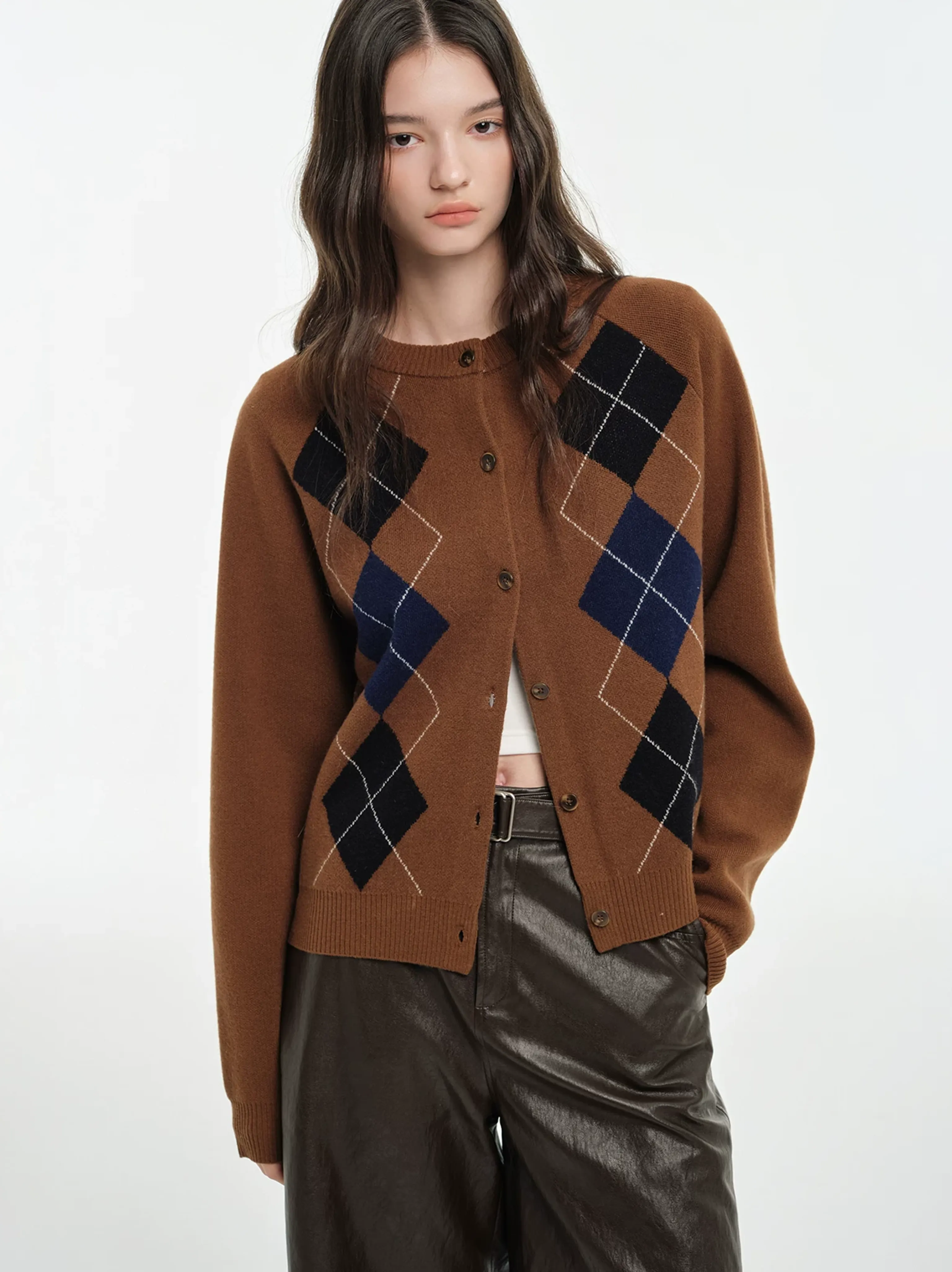 Argyle Button-Up Cardigan - Image 4