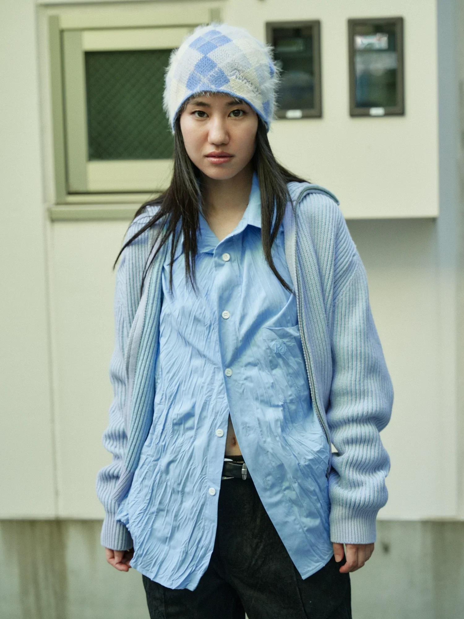 Argyle Fuzzy Knit Beanie - Image 2