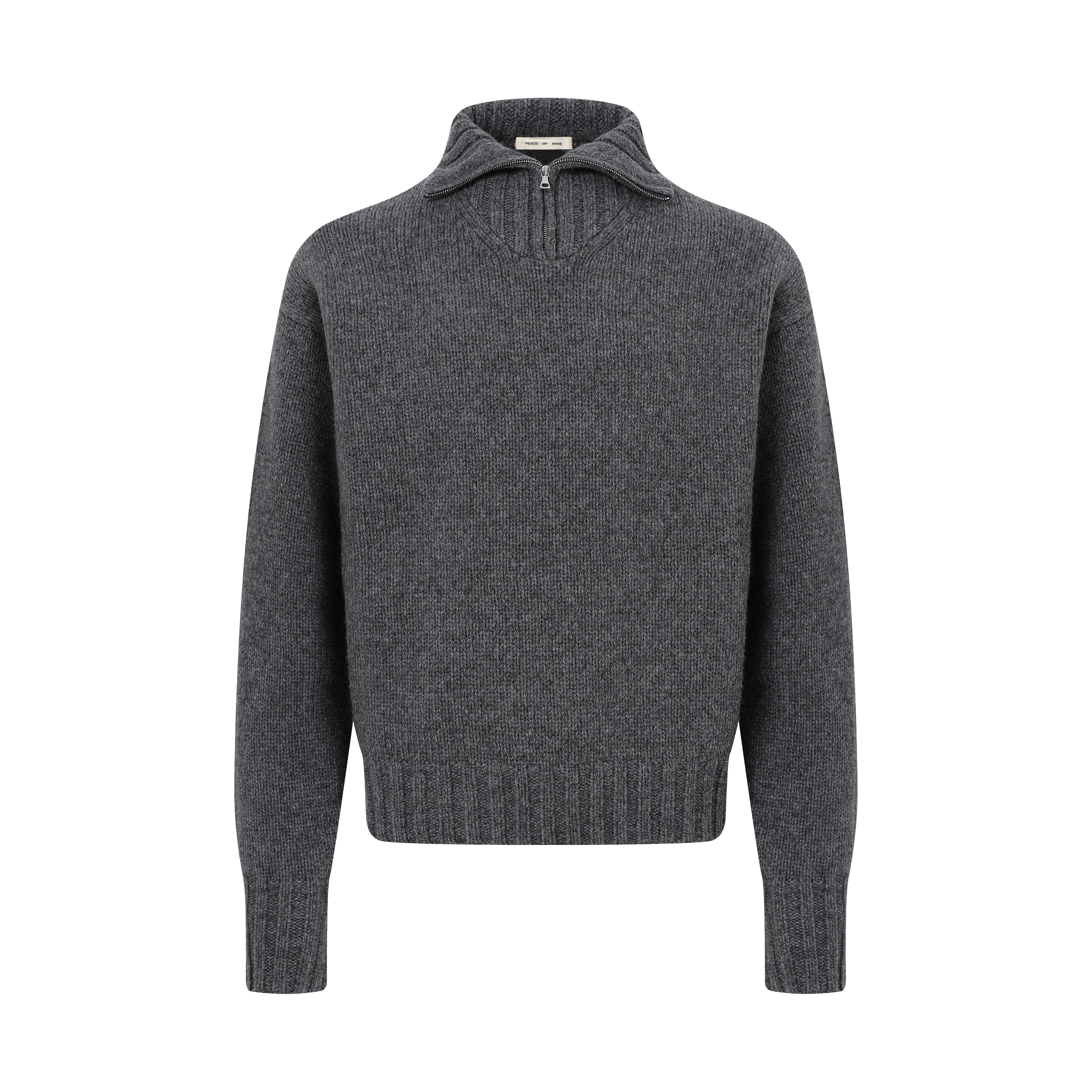 Asphalt Wool Half-Zip Mock Neck Sweater - Image 3