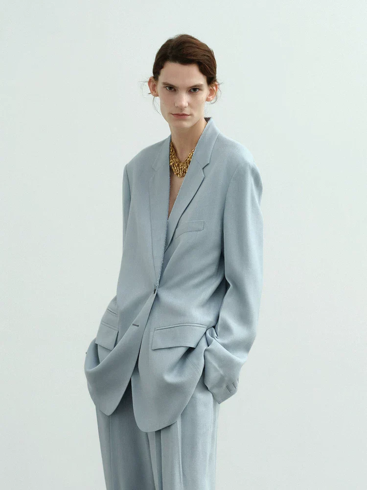 Asymmetric Button Blazer - Image 3