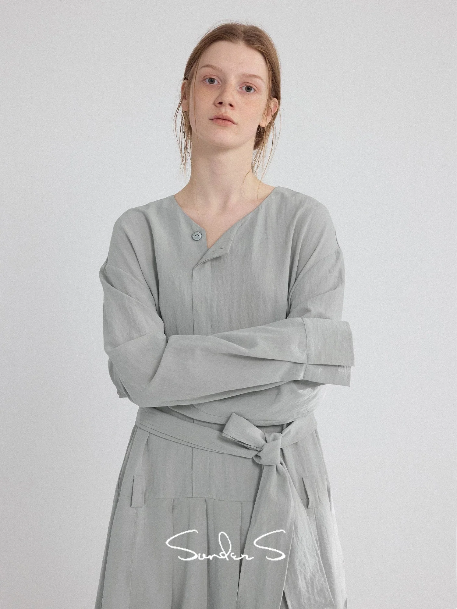 Asymmetric Button Tencel Maxi Dress - Image 3