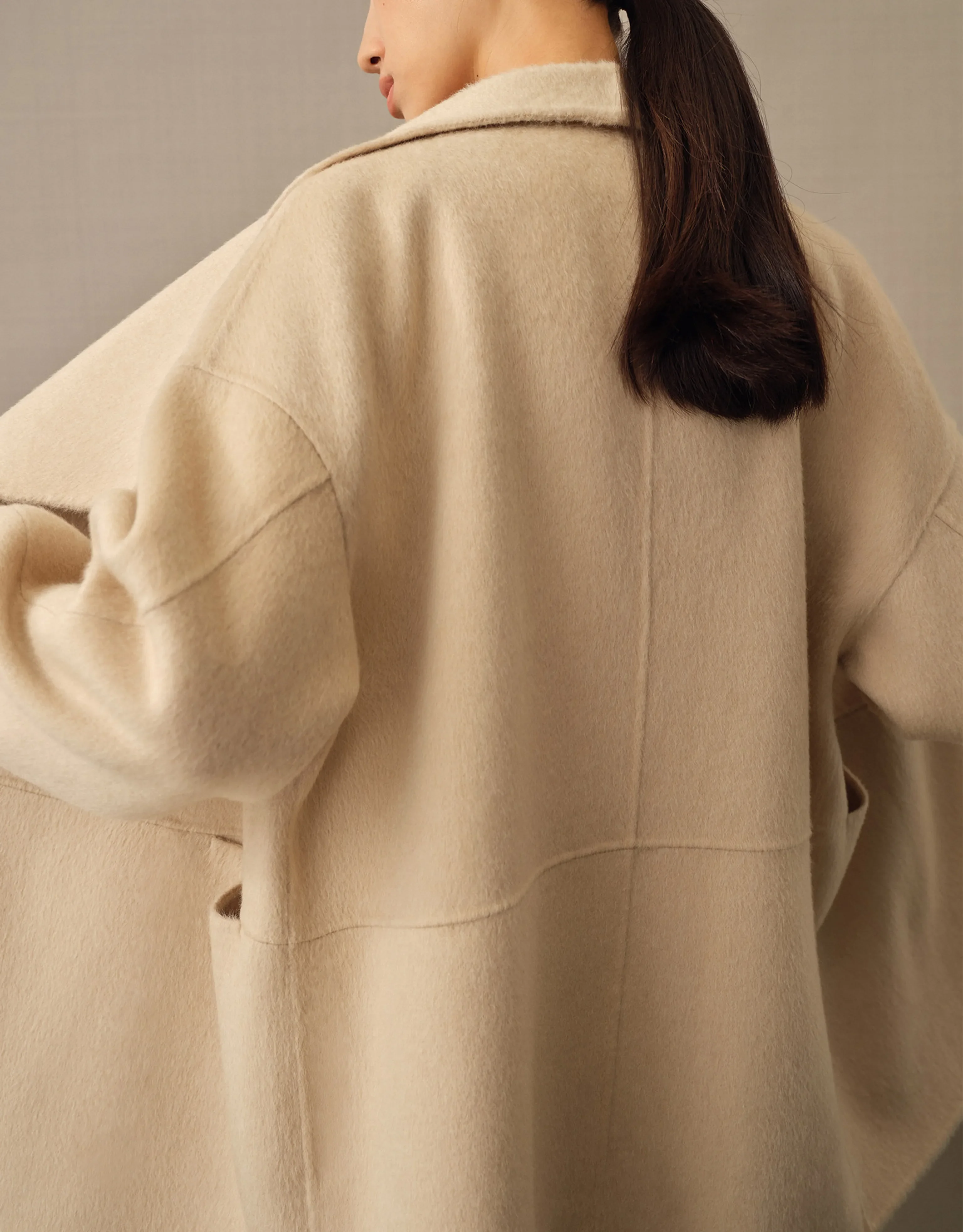 Asymmetric Camel Down Coat - Image 3