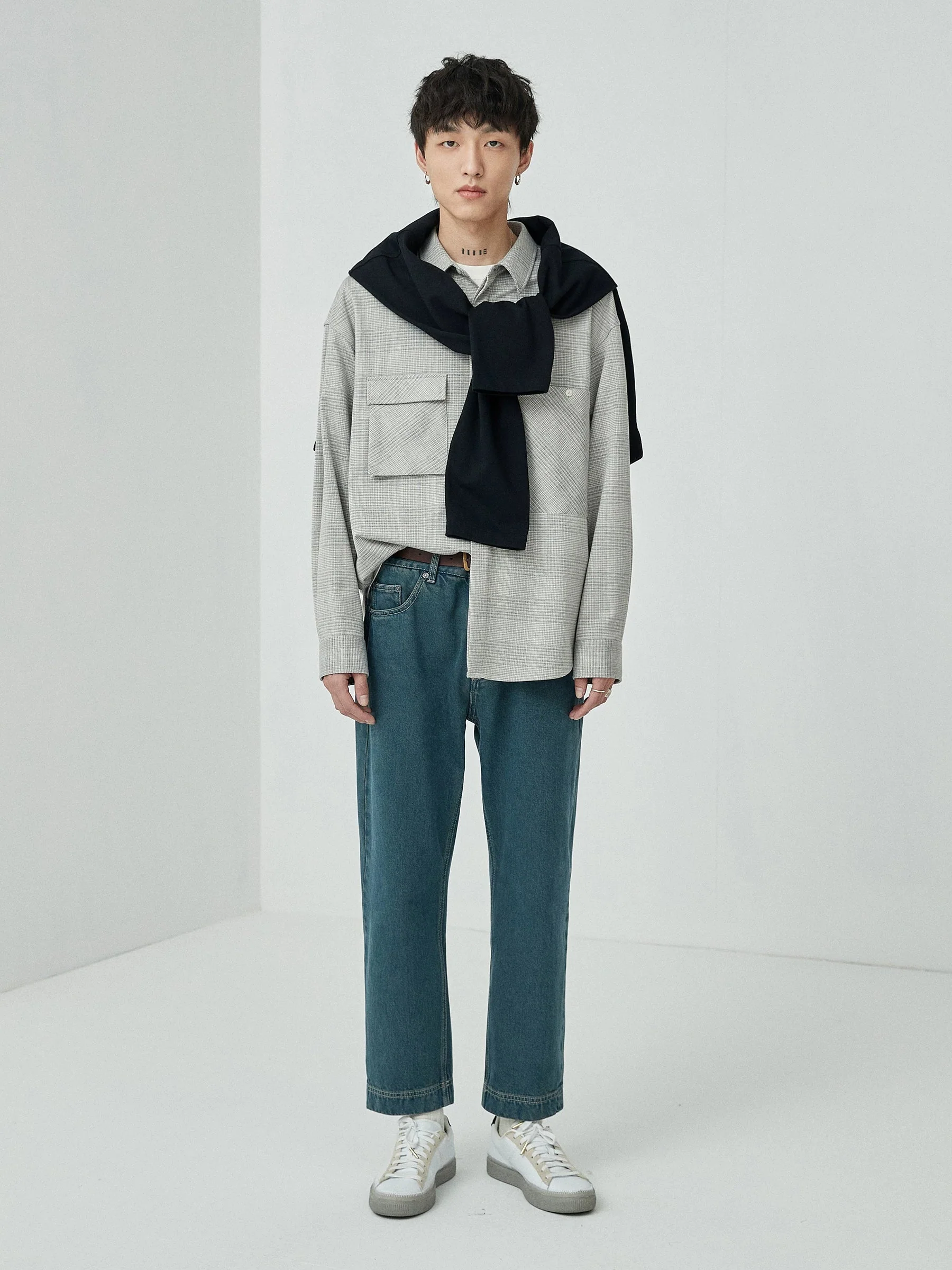 Asymmetric Check Overshirt - Image 2