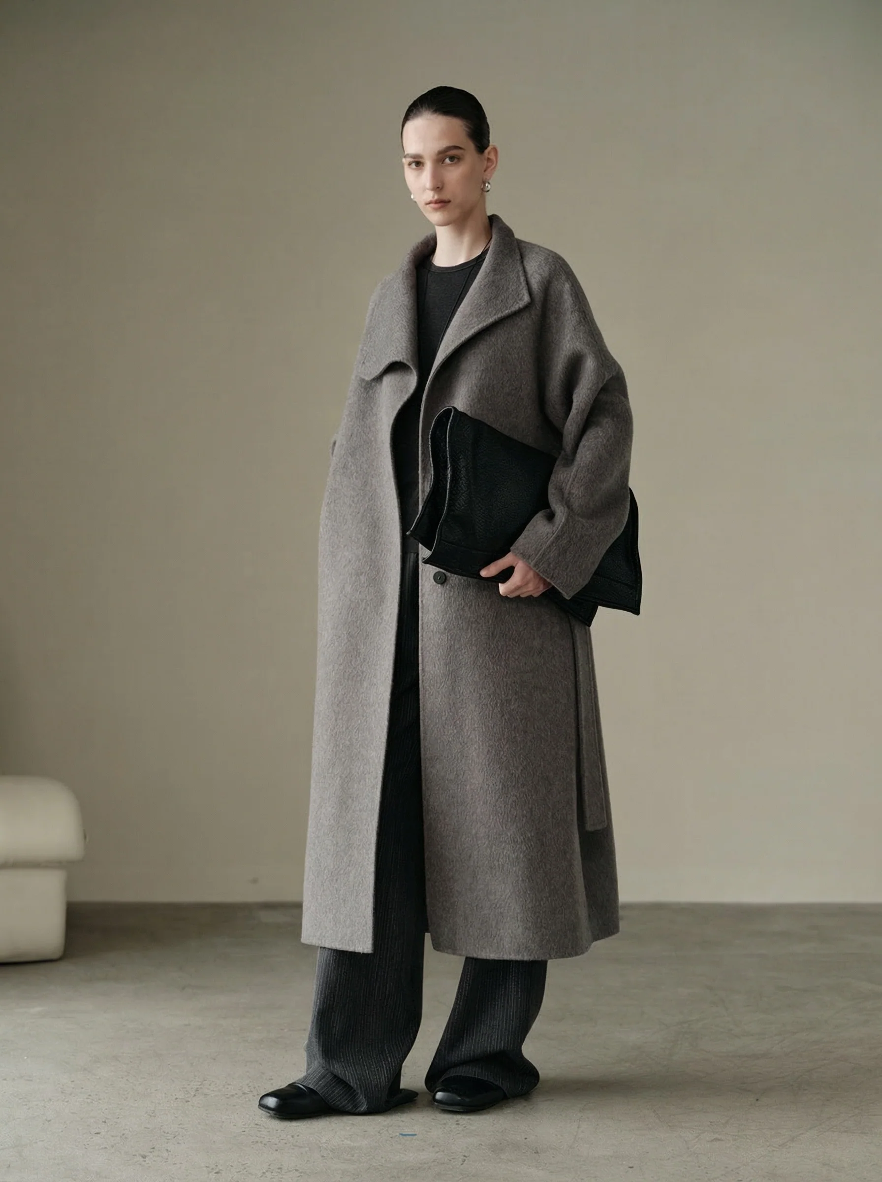 Asymmetric Double-Faced Wool Coat - Image 3